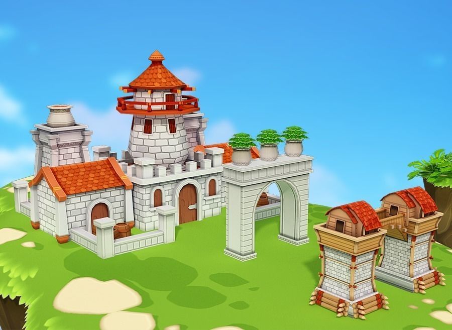 Floating Islands Low-poly 3D model_12