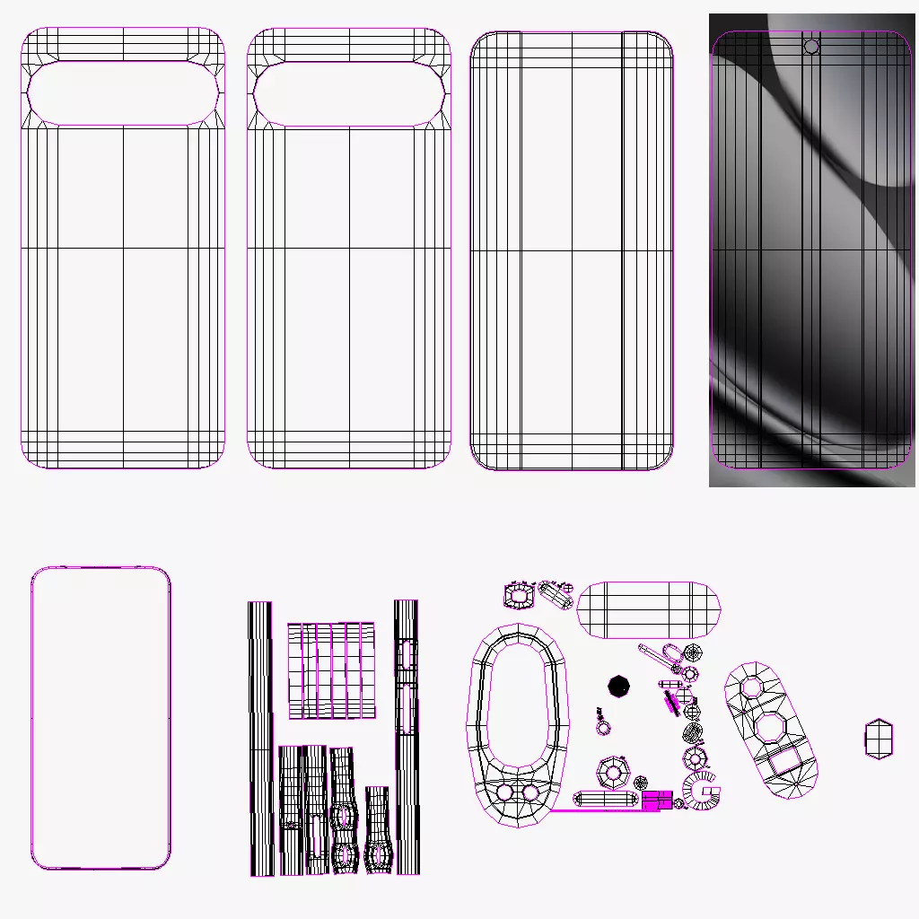 Google Pixel 10 Pro XL Obsidian Low-poly 3D model_11