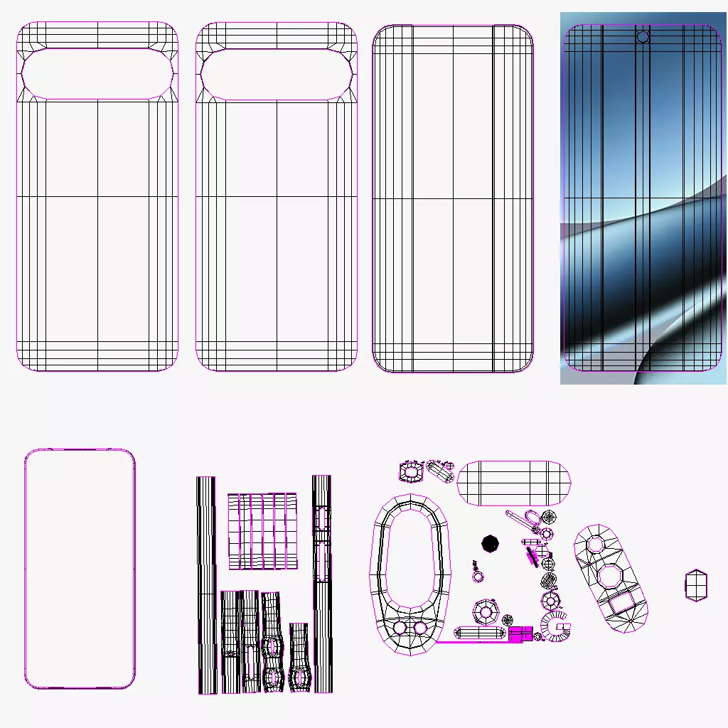 Google Pixel 10 Pro XL Moonstone Low-poly 3D model_11