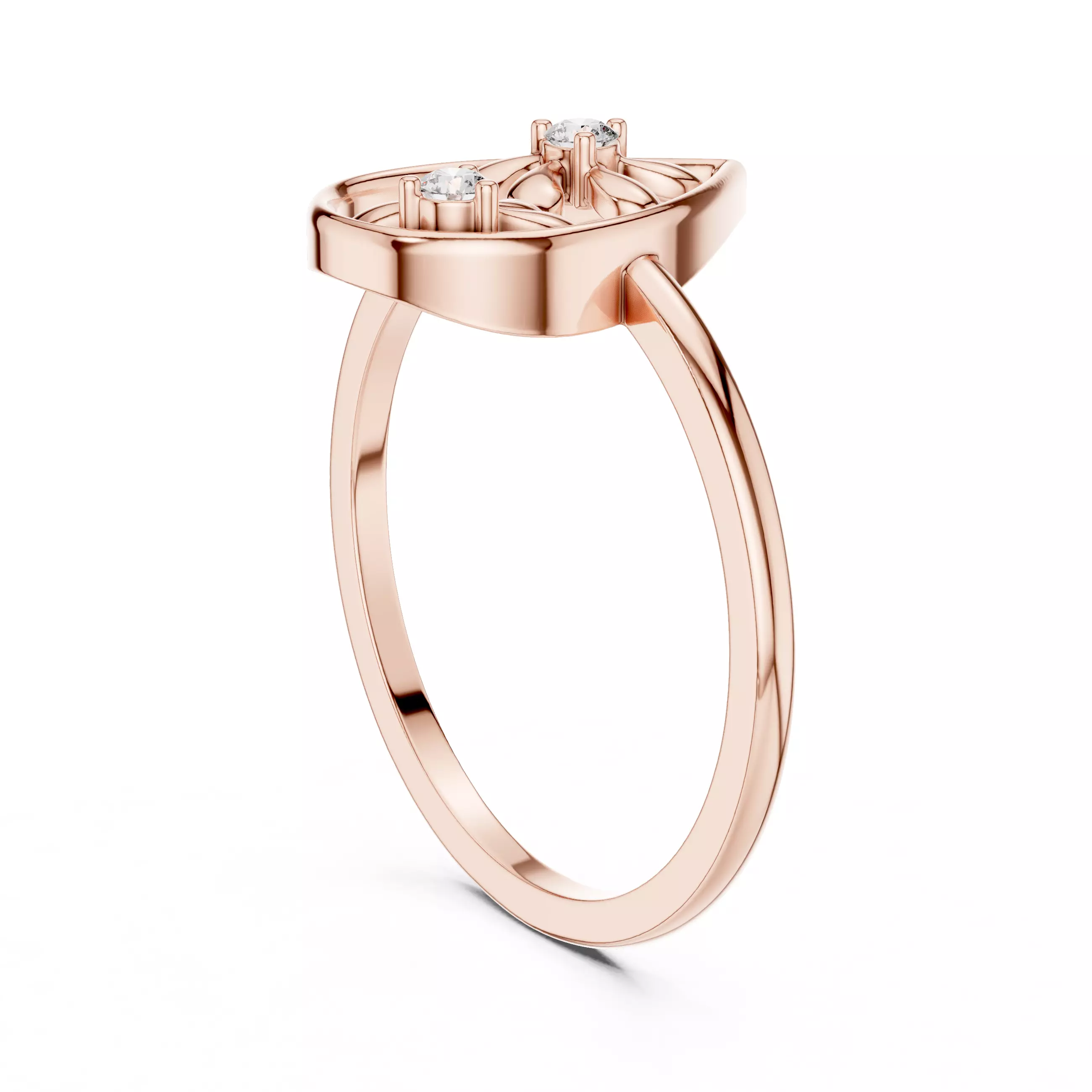 Round Diamond Pear Shape Wedding Ring 3DM STL Video 3D print model_3