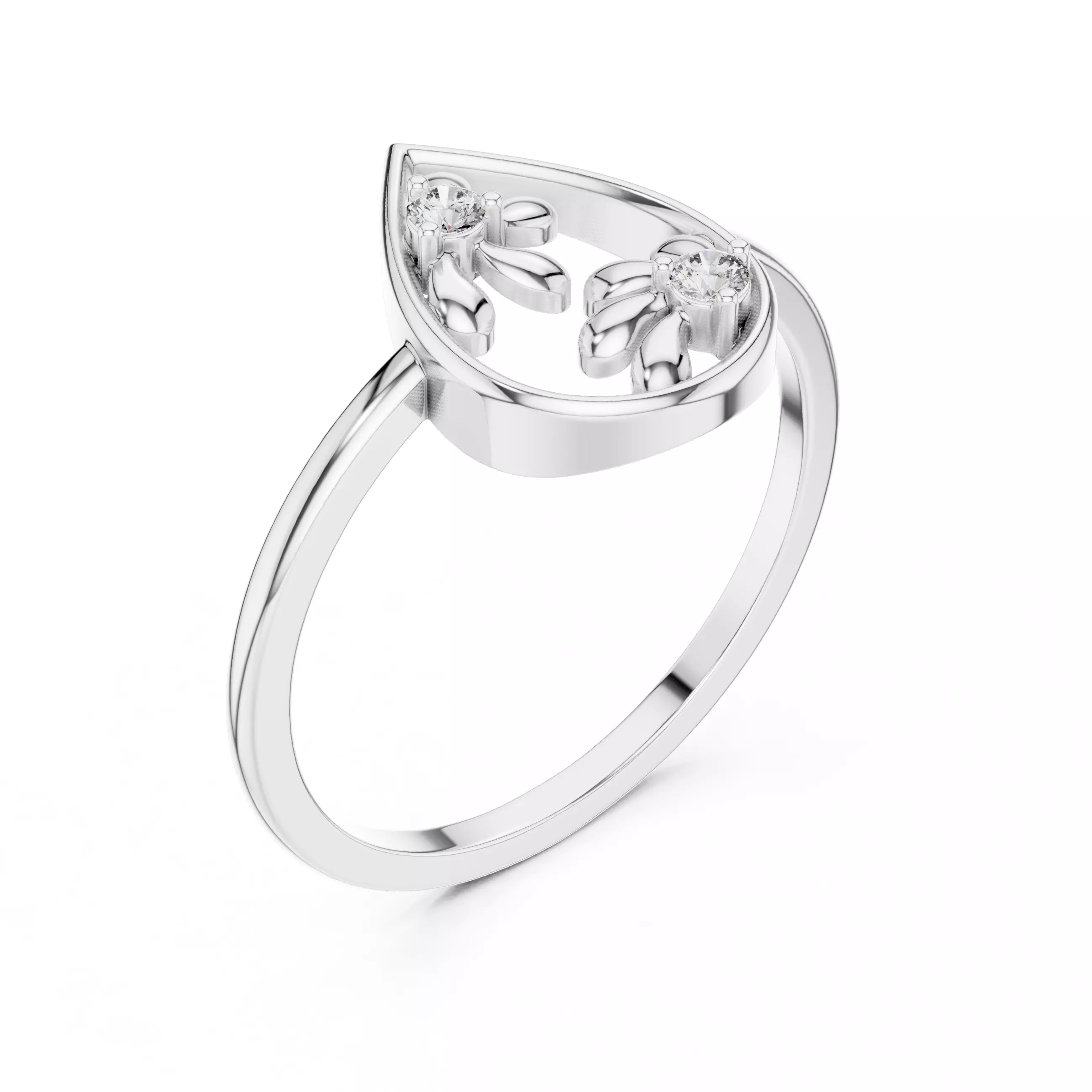 Round Diamond Pear Shape Wedding Ring 3DM STL Video 3D print model_10