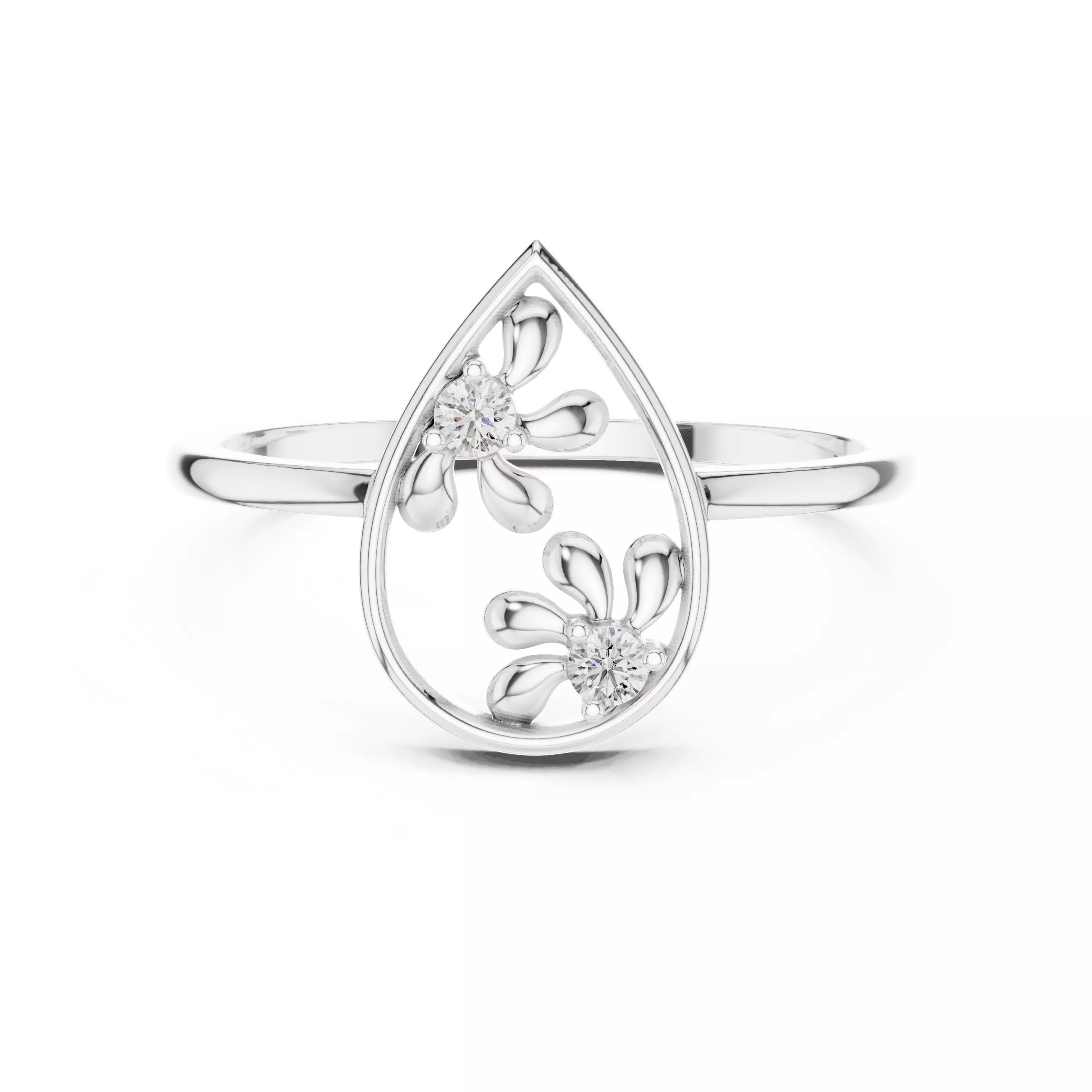 Round Diamond Pear Shape Wedding Ring 3DM STL Video 3D print model_2