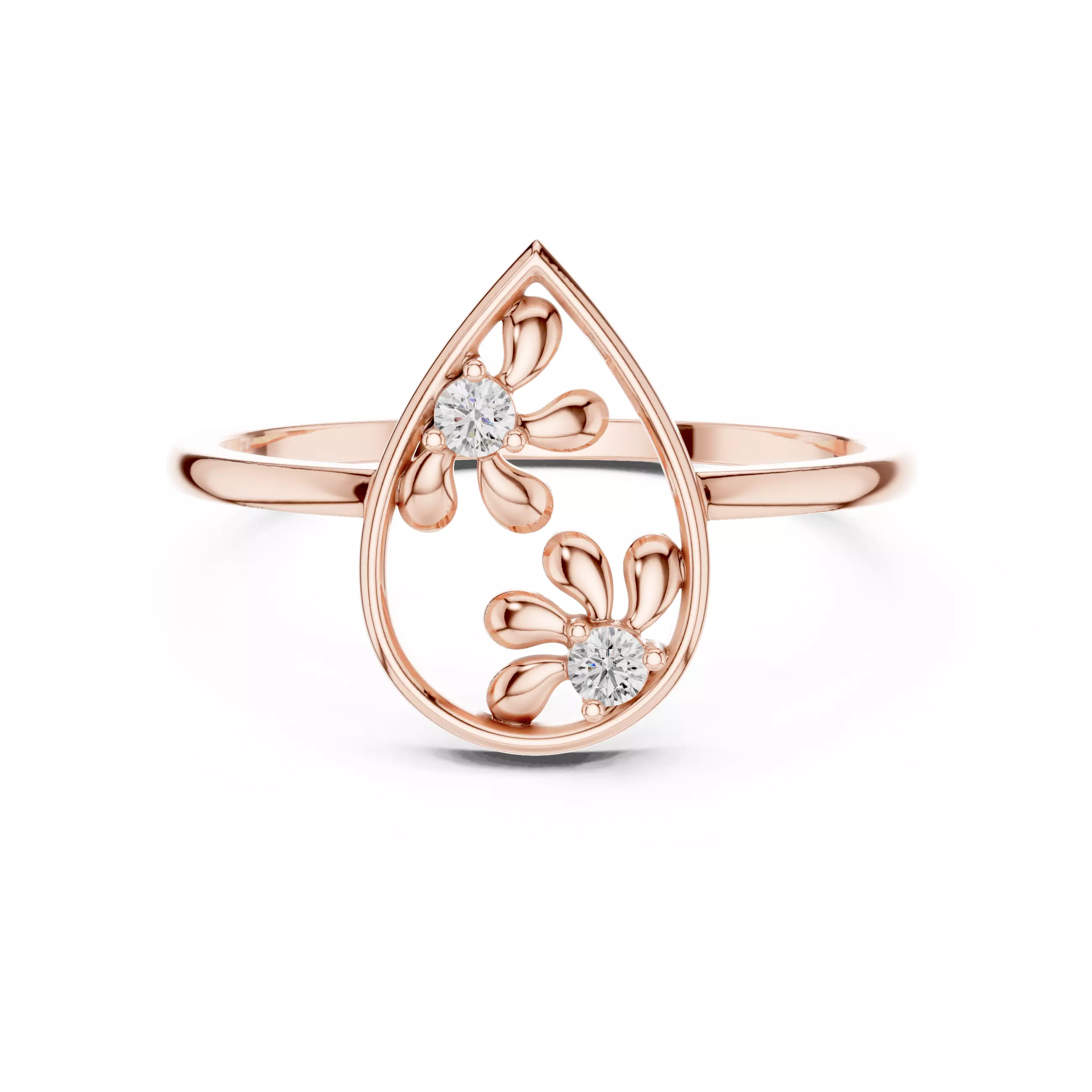 Round Diamond Pear Shape Wedding Ring 3DM STL Video 3D print model_0