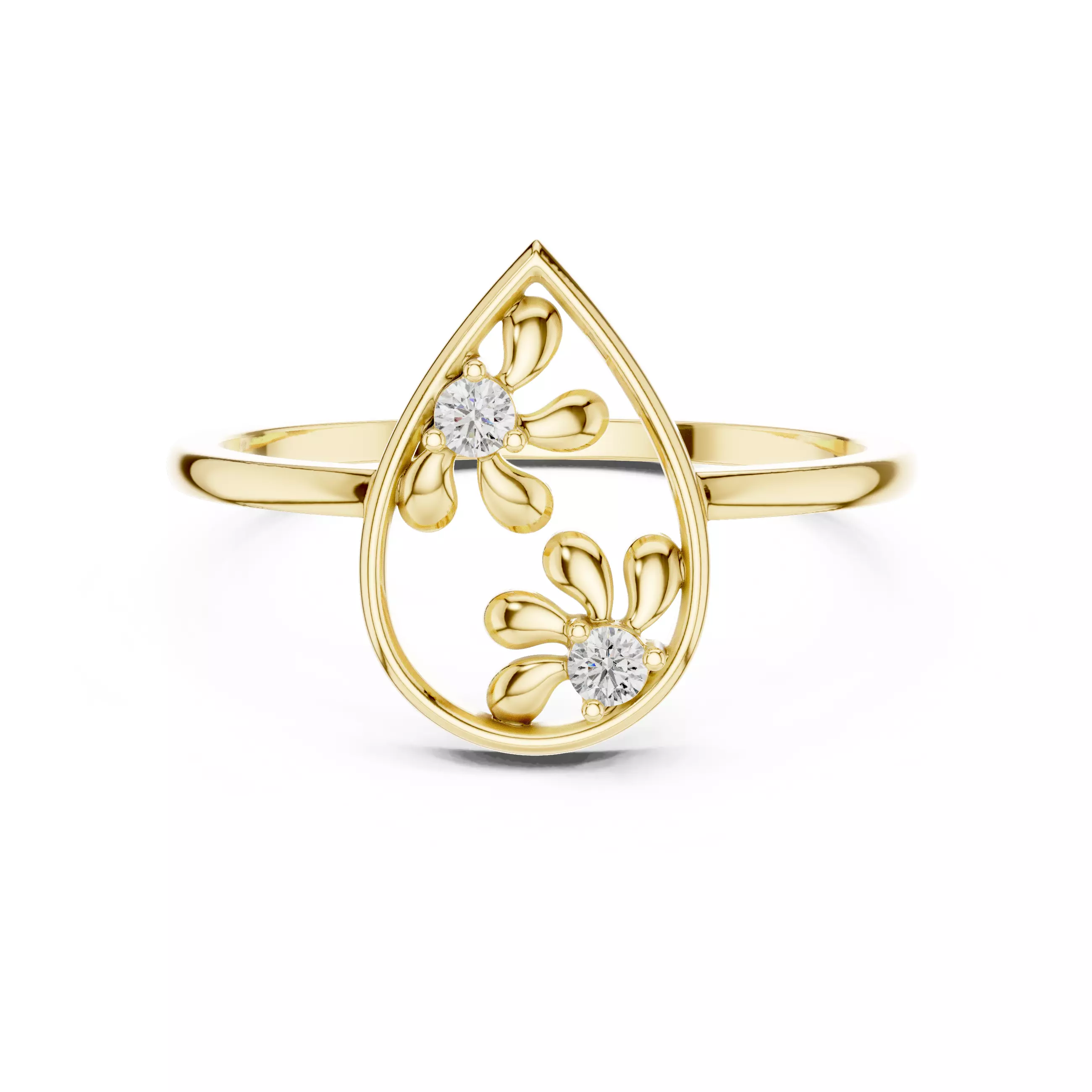 Round Diamond Pear Shape Wedding Ring 3DM STL Video 3D print model_1