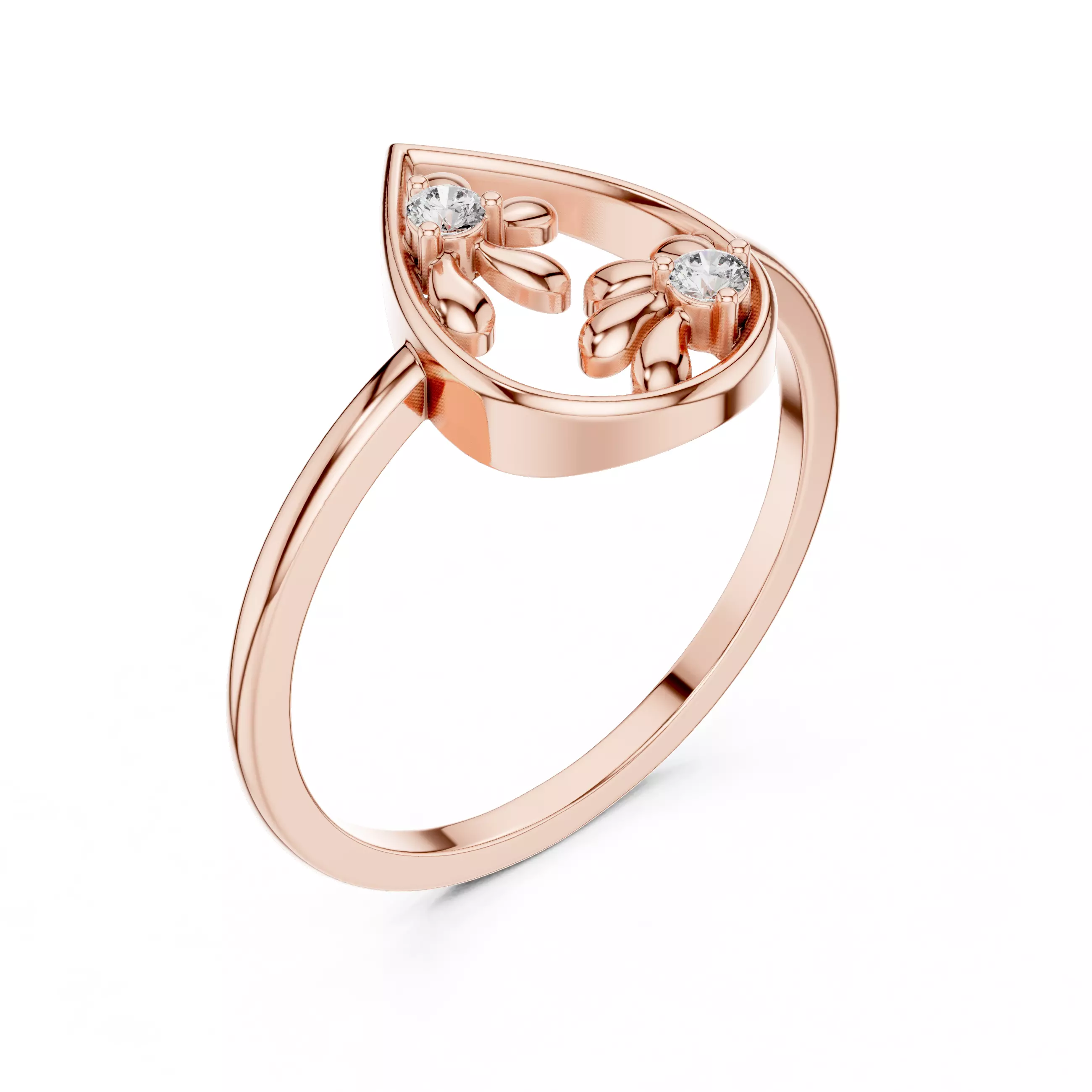 Round Diamond Pear Shape Wedding Ring 3DM STL Video 3D print model_4