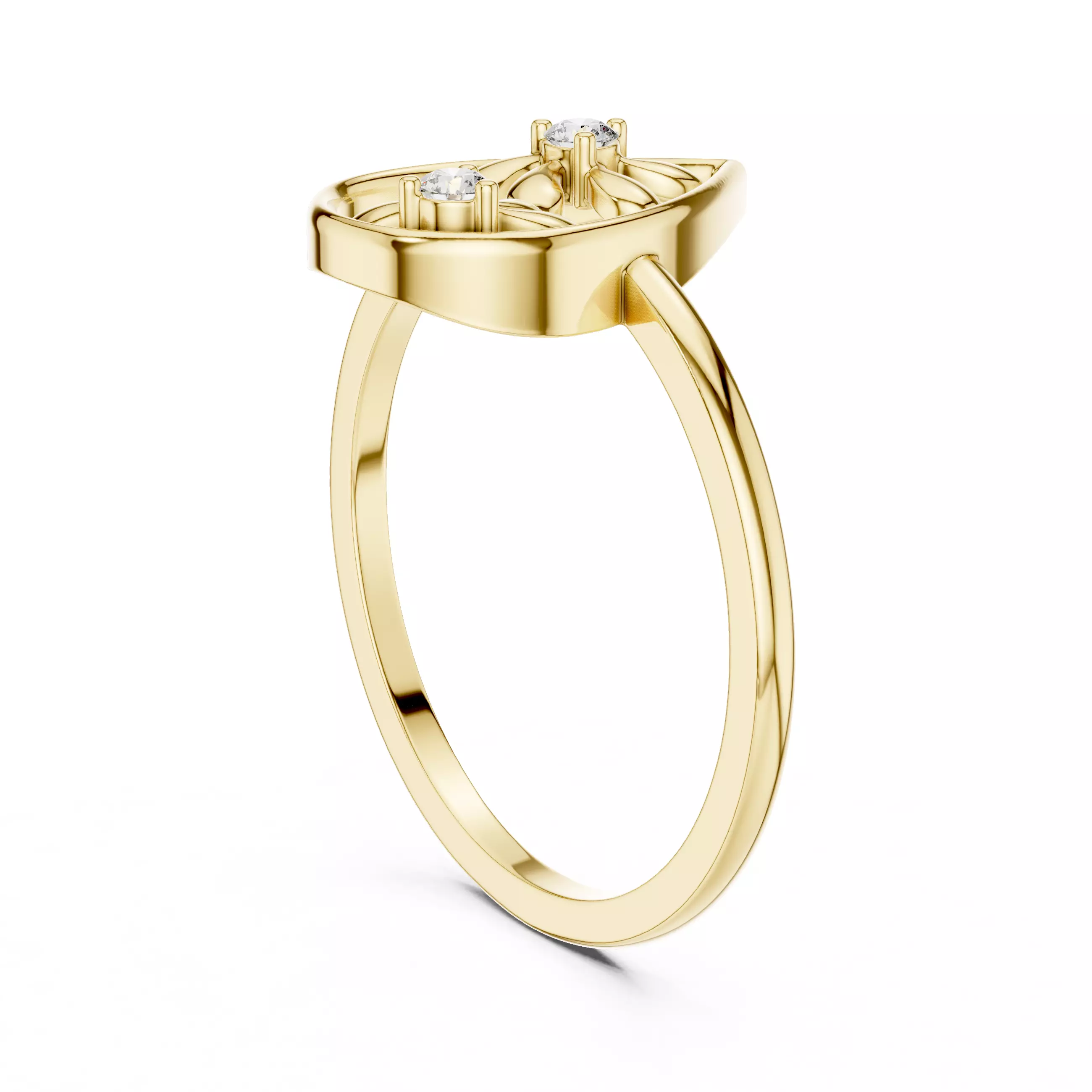 Round Diamond Pear Shape Wedding Ring 3DM STL Video 3D print model_6