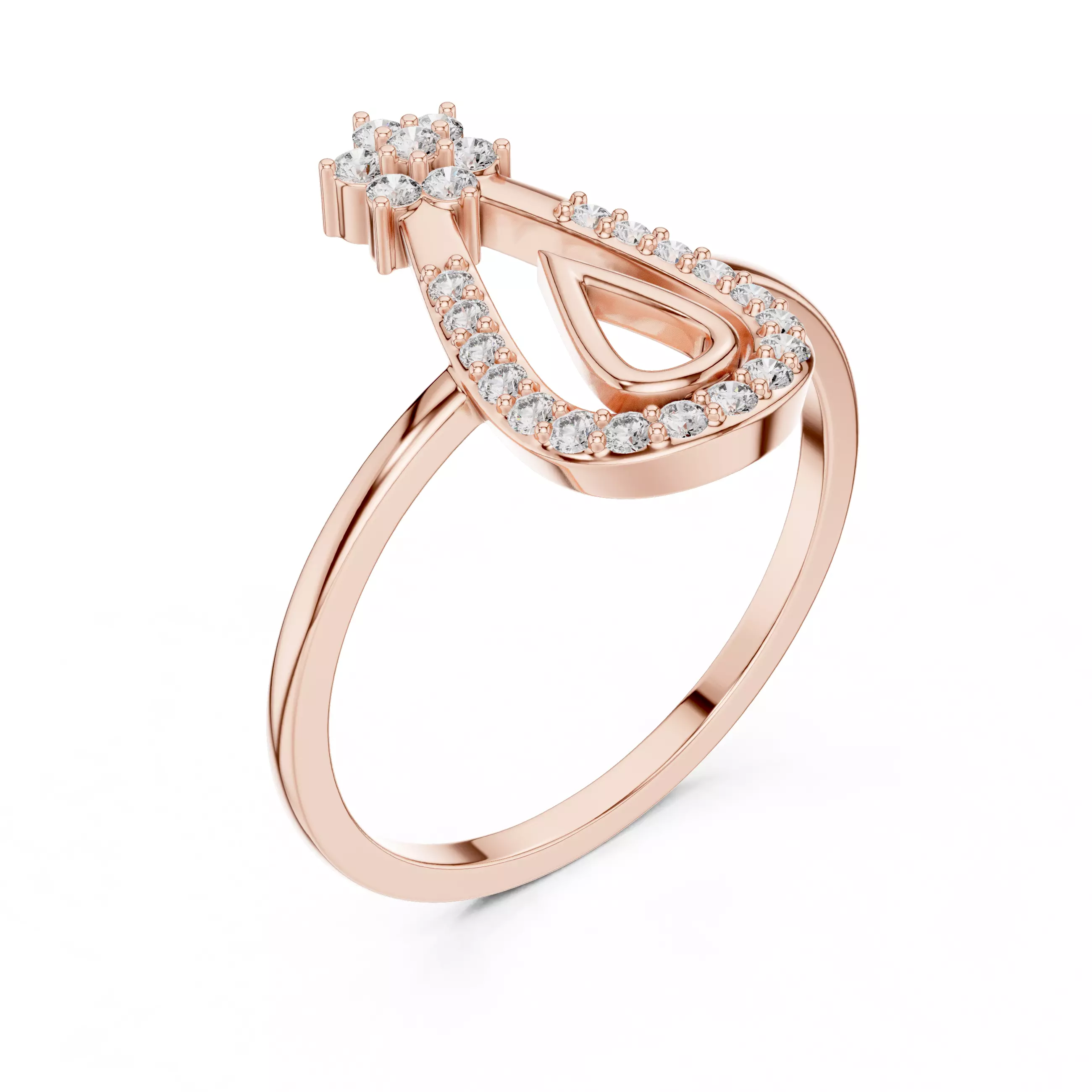 Elongated Pear Shape Engagement Wedding Ring 3DM STL Video 3D print model_4