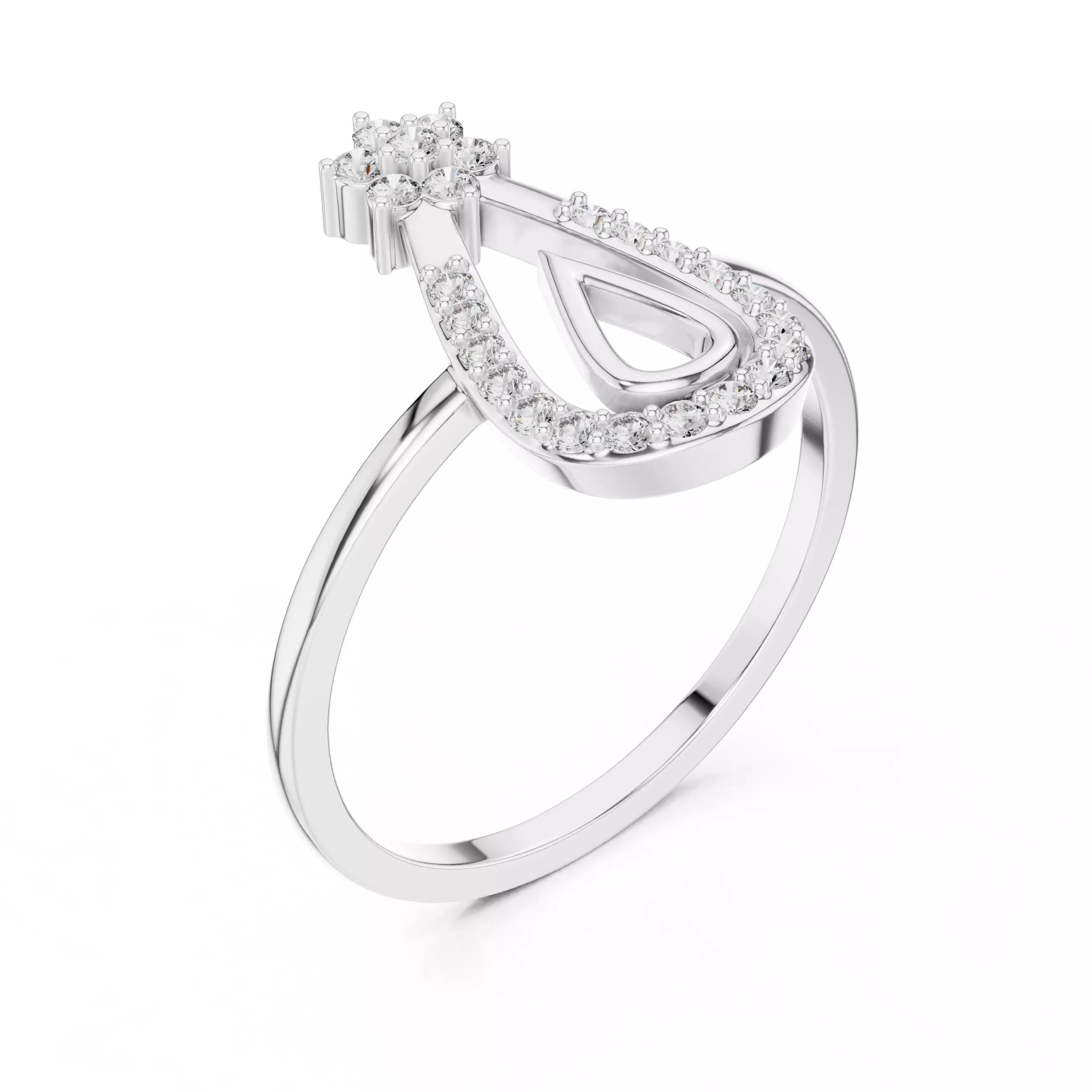 Elongated Pear Shape Engagement Wedding Ring 3DM STL Video 3D print model_10