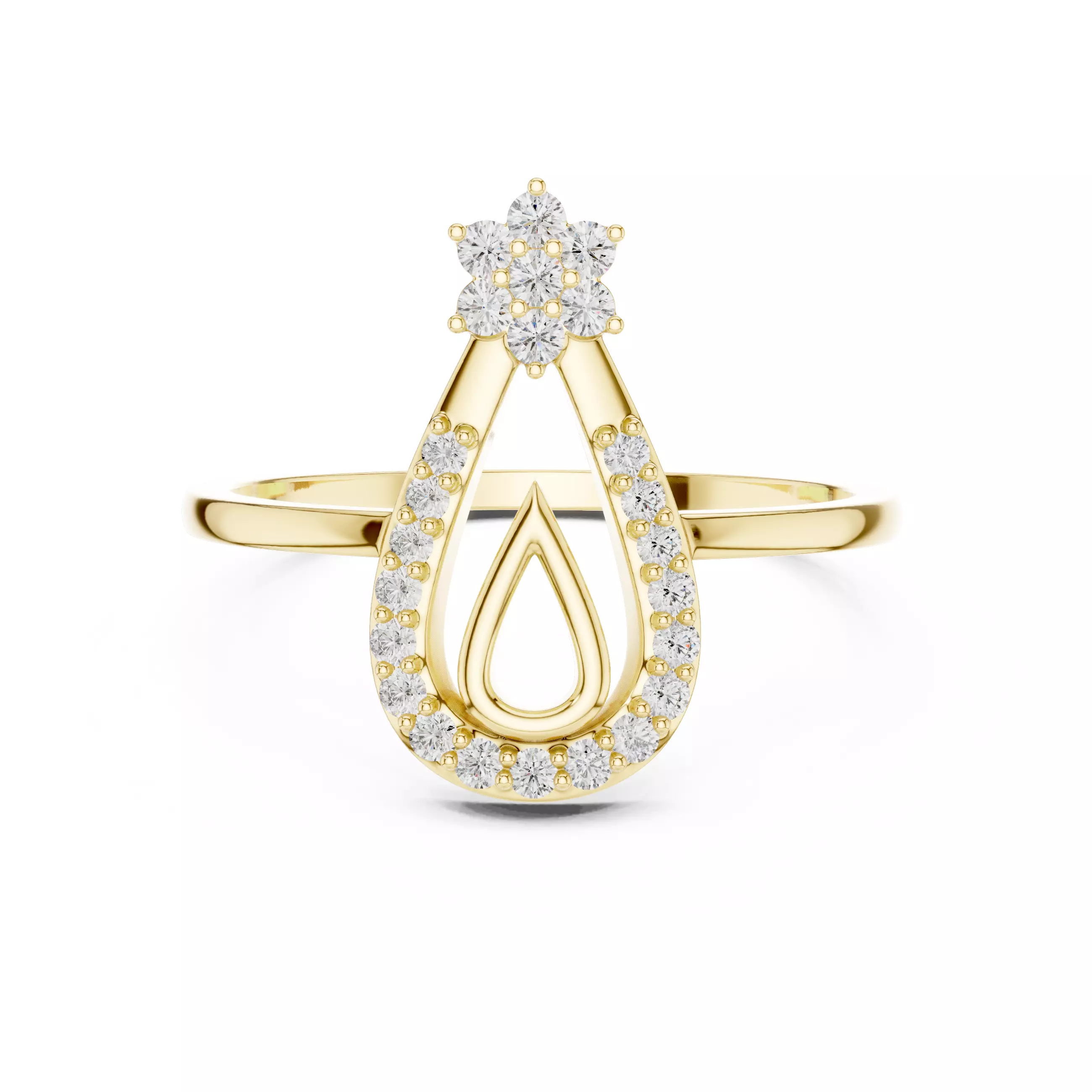 Elongated Pear Shape Engagement Wedding Ring 3DM STL Video 3D print model_1