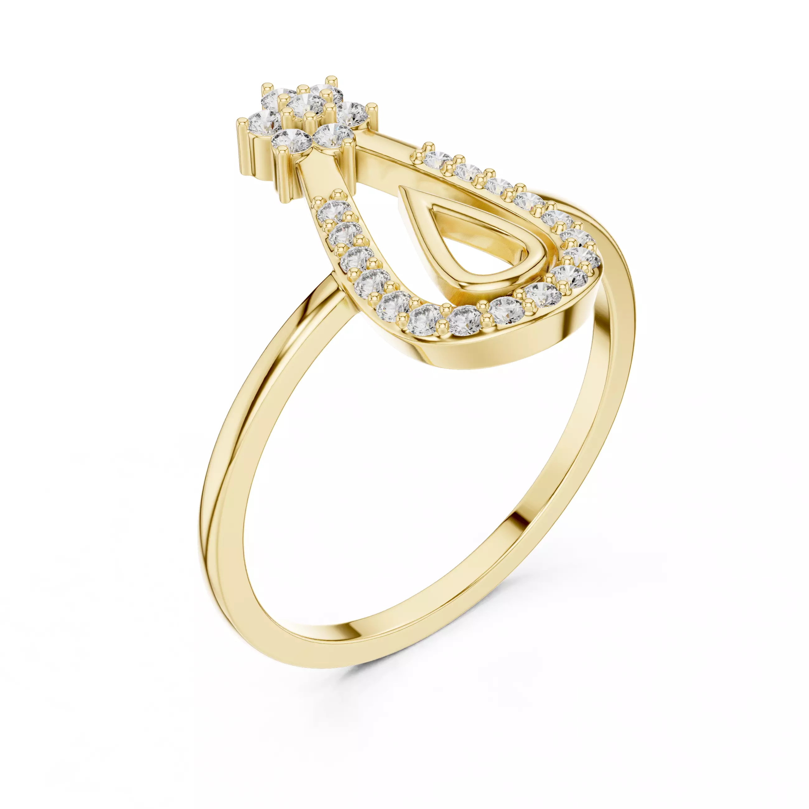 Elongated Pear Shape Engagement Wedding Ring 3DM STL Video 3D print model_7
