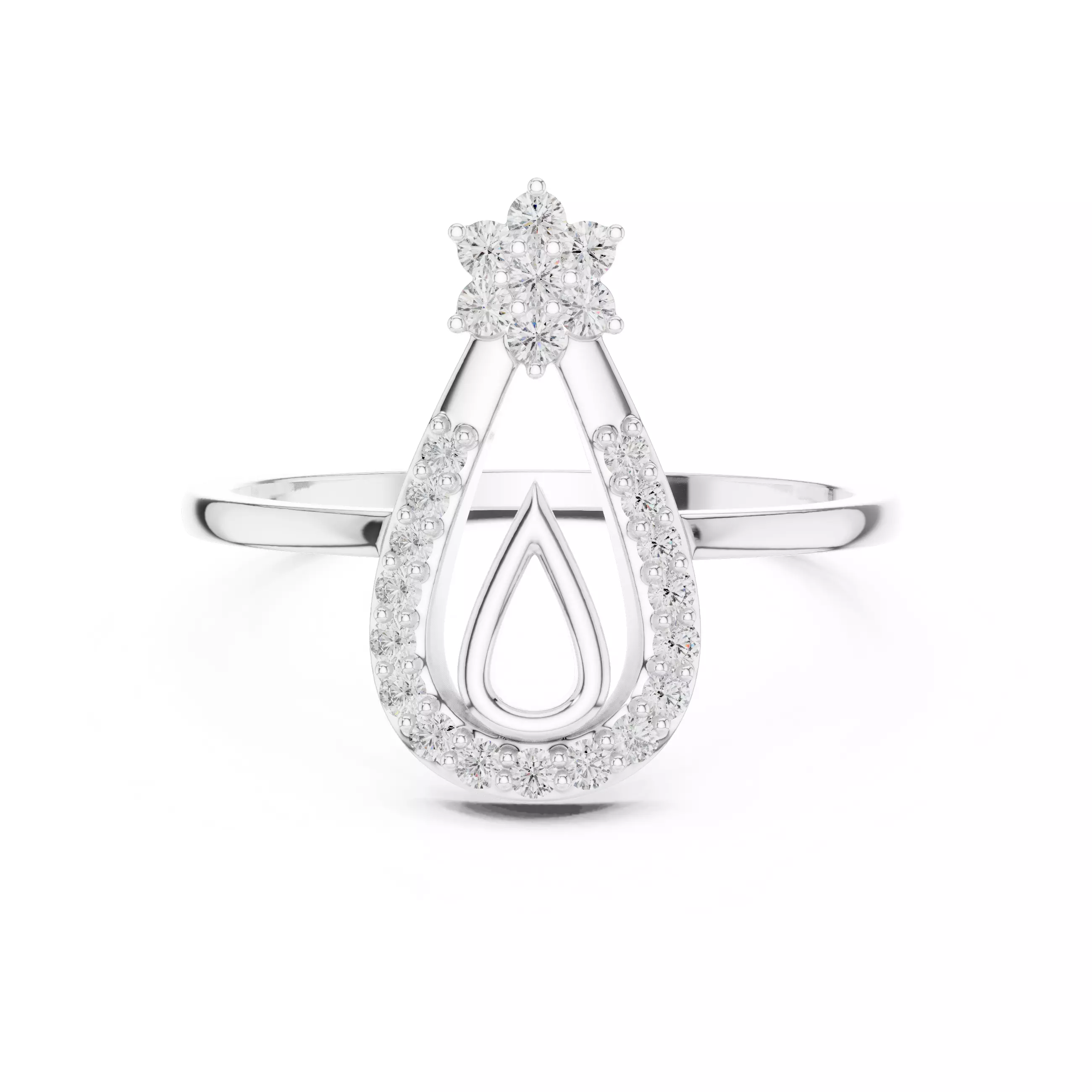 Elongated Pear Shape Engagement Wedding Ring 3DM STL Video 3D print model_2