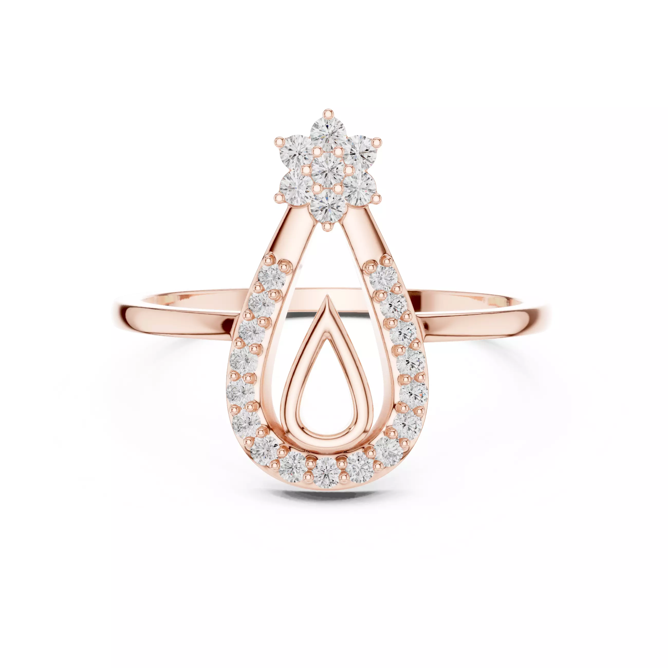 Elongated Pear Shape Engagement Wedding Ring 3DM STL Video 3D print model_0