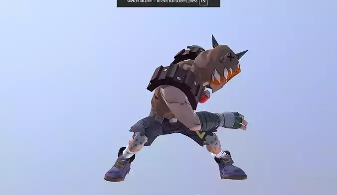 Cabal Warrior Cyborg Combatant Attack Air Flip Animated 3D model