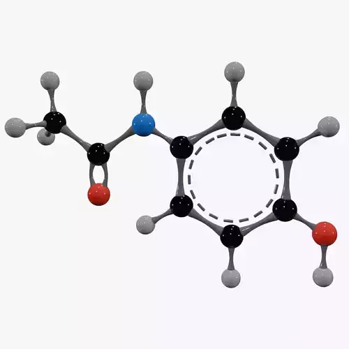 Paracetamol Molecule Low-poly 3D model