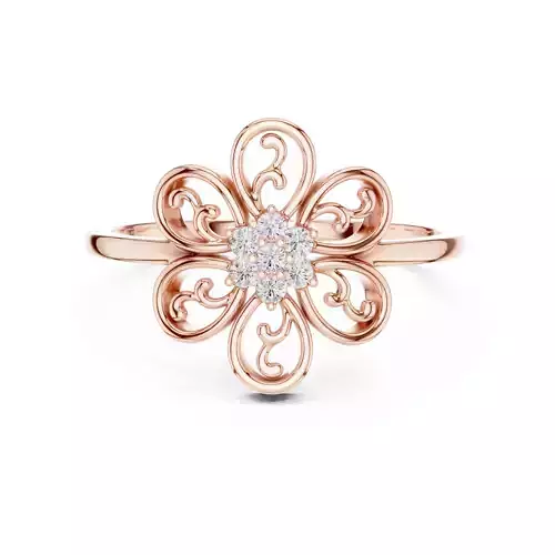 Round Cluster Diamond Engagement Wedding Ring 3DM STL Video 3D print model