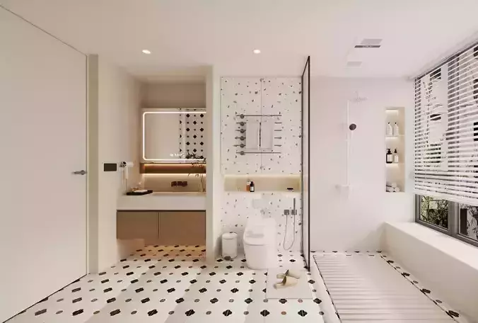 Bathroom Low-poly 3D model