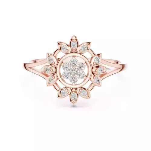 Round Diamond Floral Engagement Wedding Ring 3DM STL Video