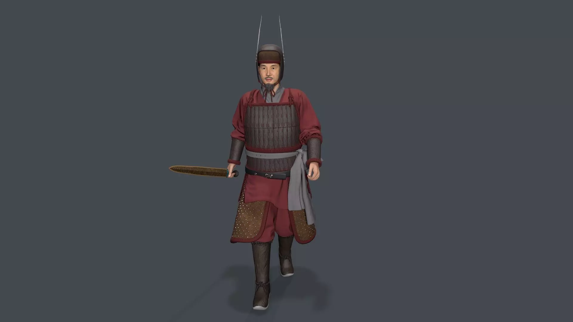 Ancient Chinese warrior Low-poly 3D model