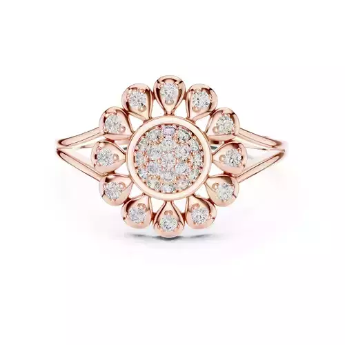 Round Cluster Diamond Split Shank Engagement Ring 3DM STL Video