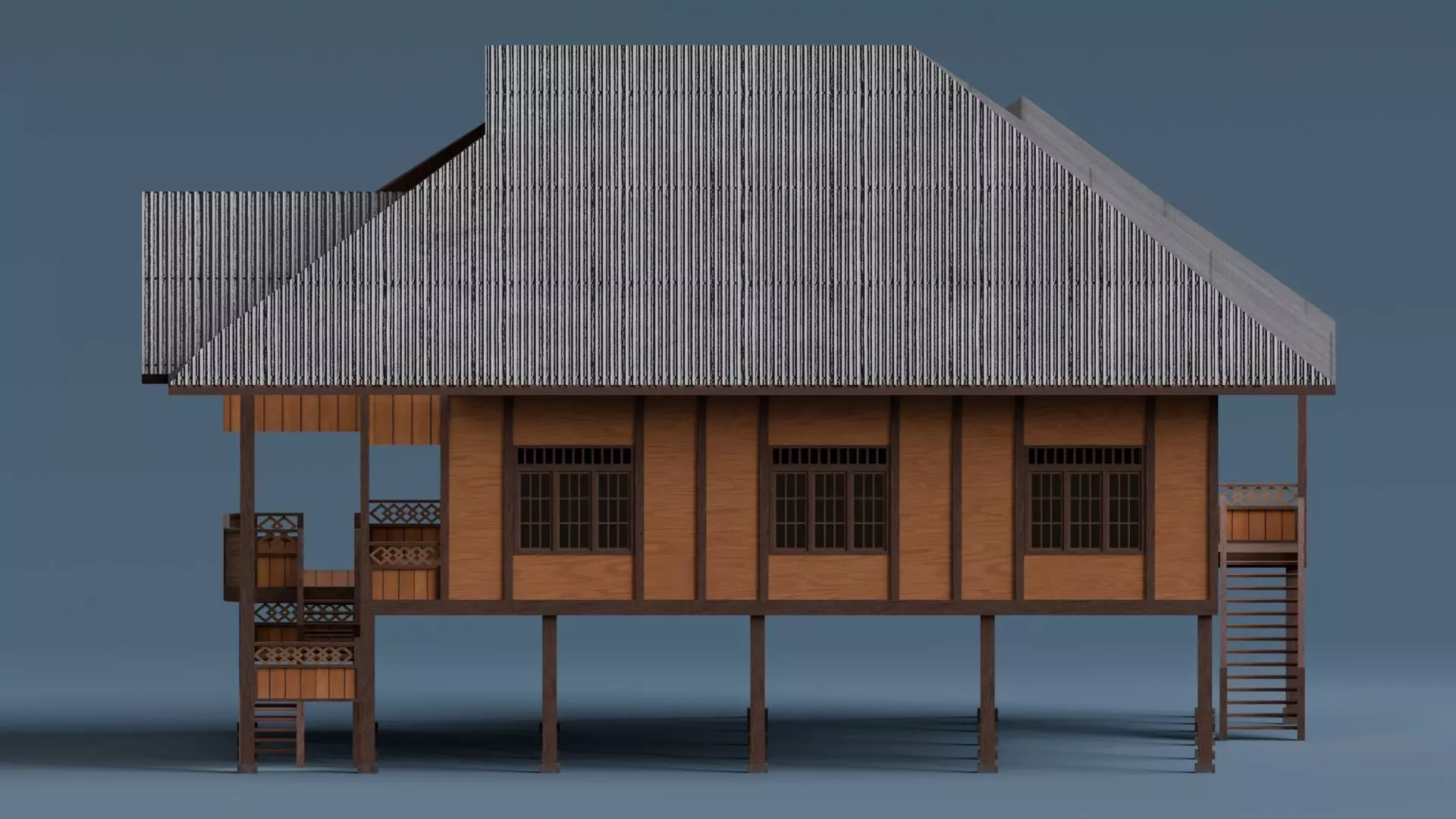 Traditional Houses - Rumah Walewangko Low-poly 3D model_4