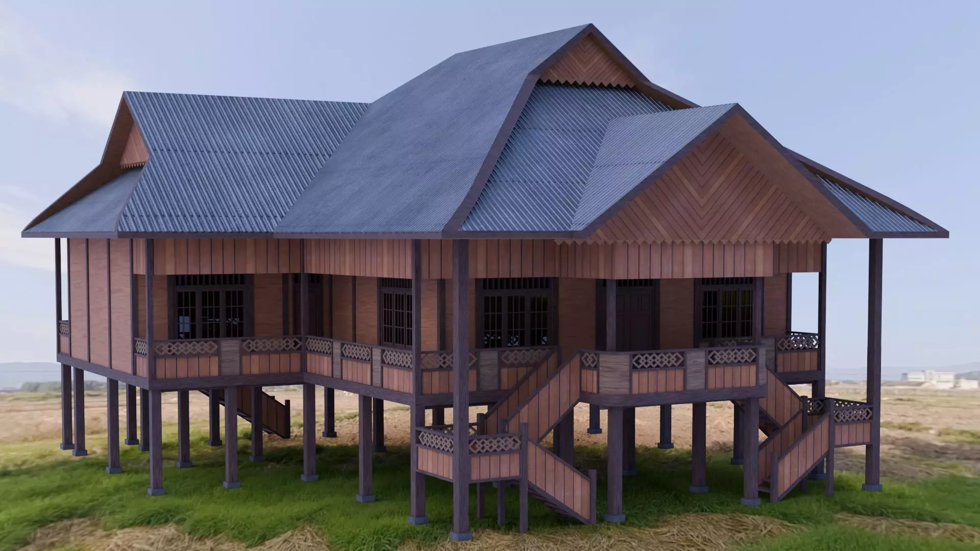 Traditional Houses - Rumah Walewangko Low-poly 3D model_12