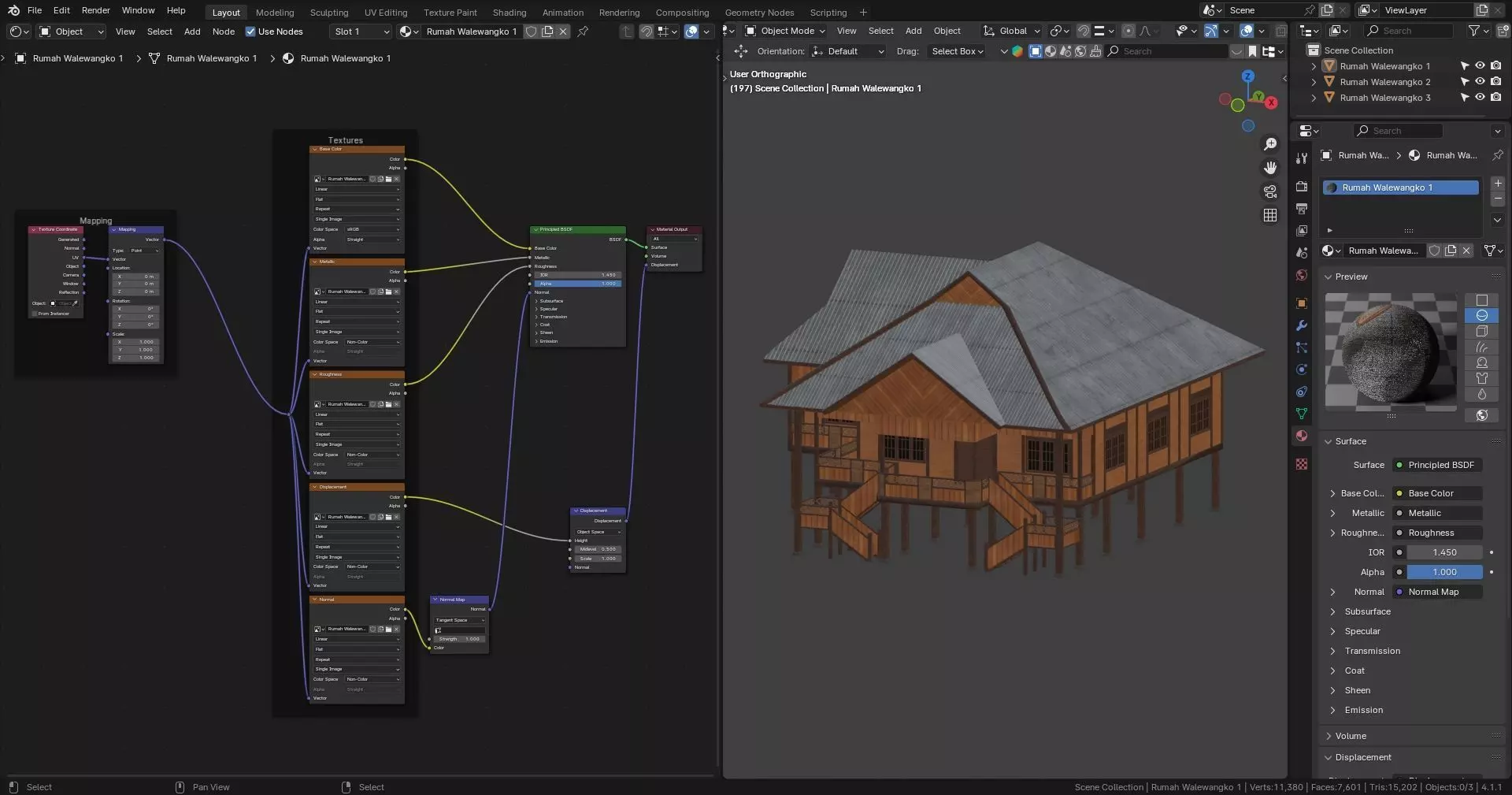 Traditional Houses - Rumah Walewangko Low-poly 3D model_13