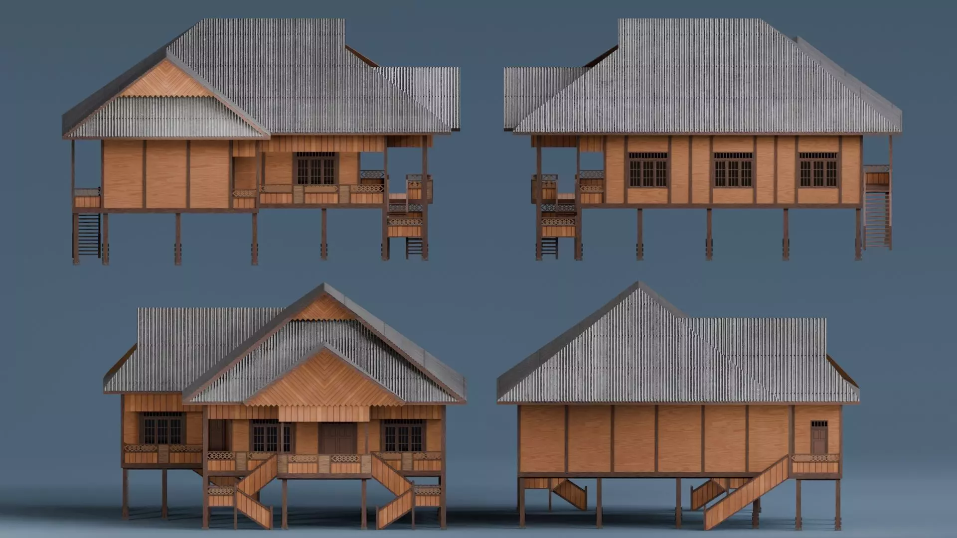 Traditional Houses - Rumah Walewangko Low-poly 3D model_5