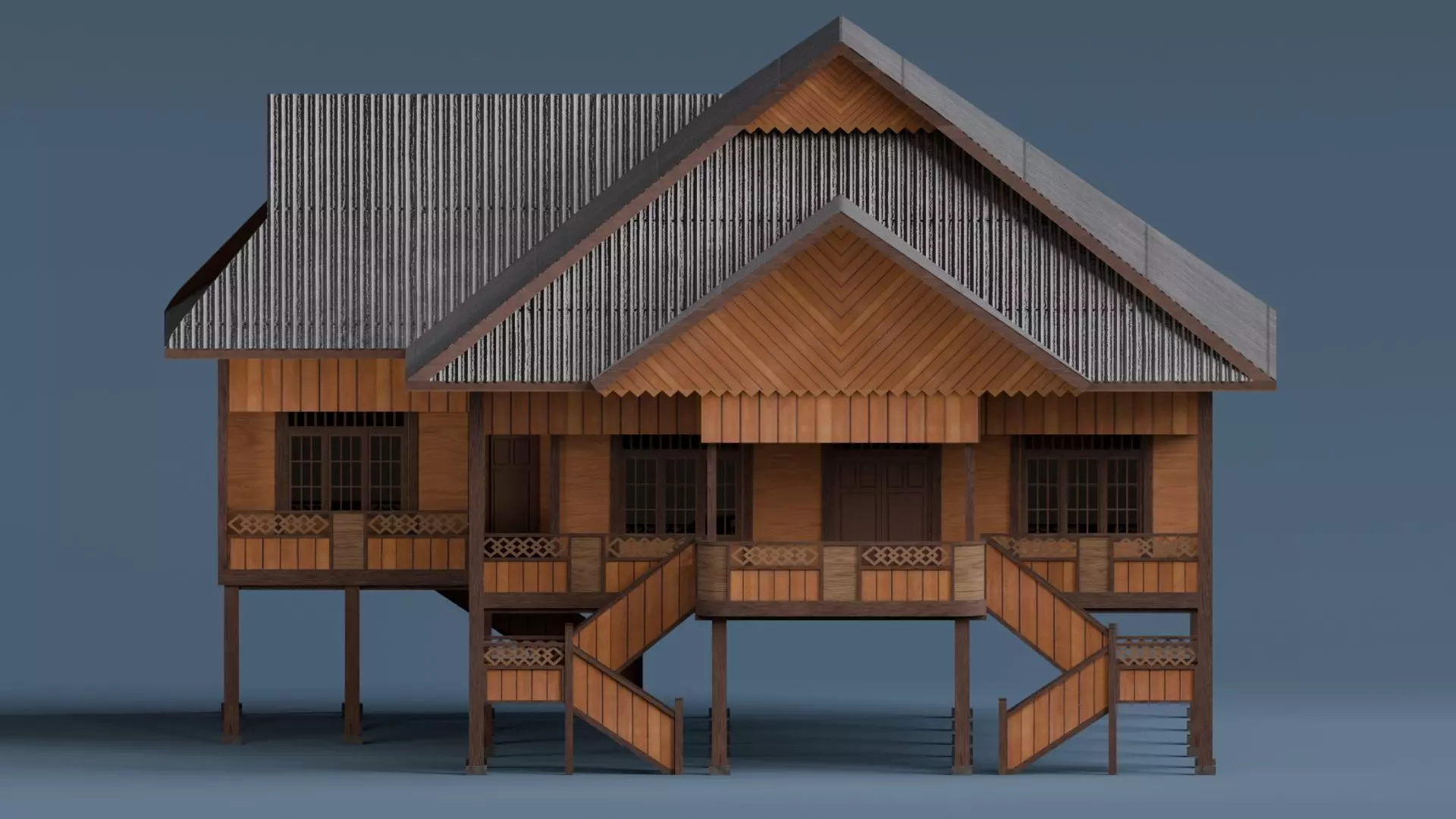 Traditional Houses - Rumah Walewangko Low-poly 3D model_1