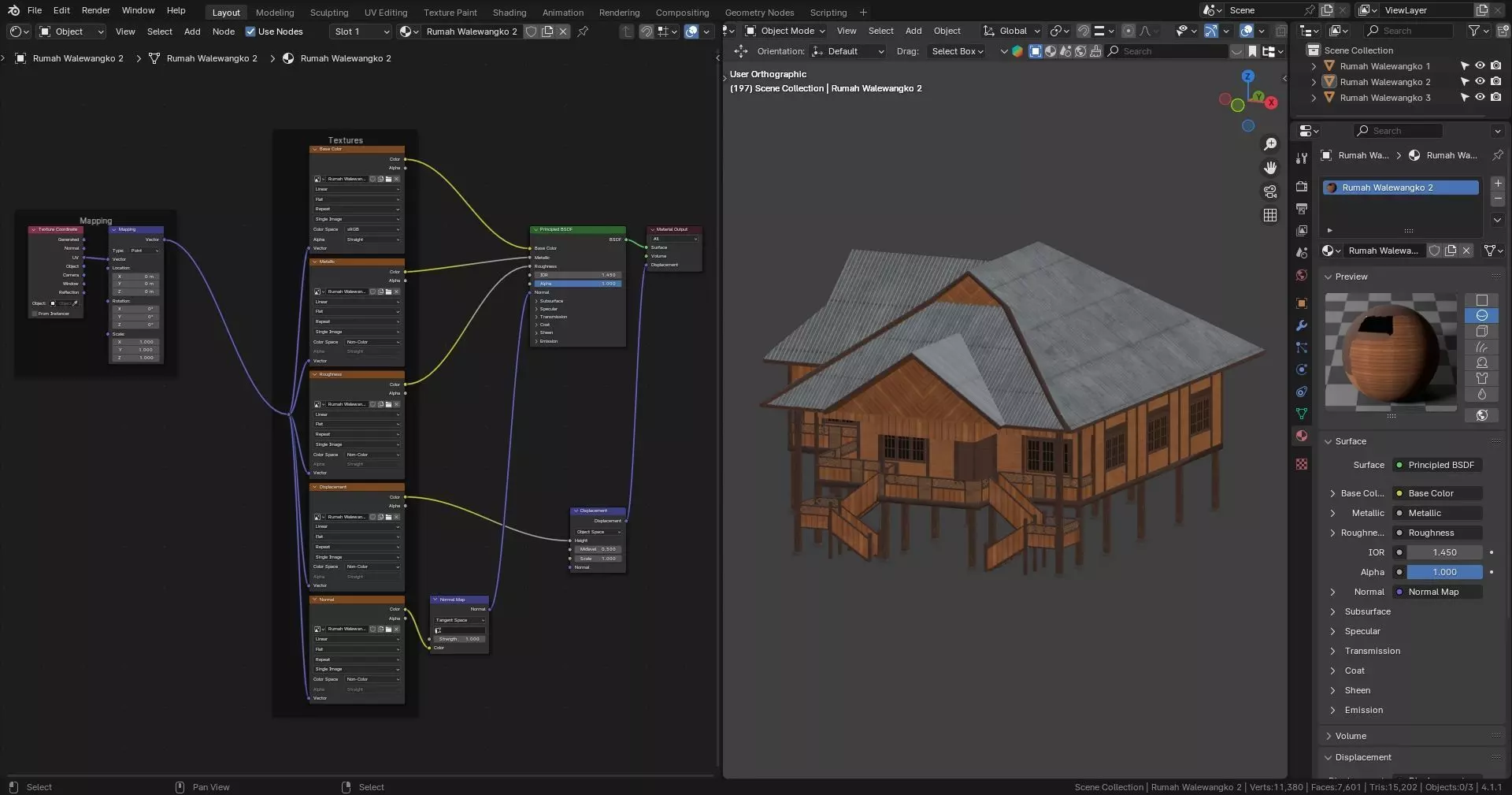 Traditional Houses - Rumah Walewangko Low-poly 3D model_14