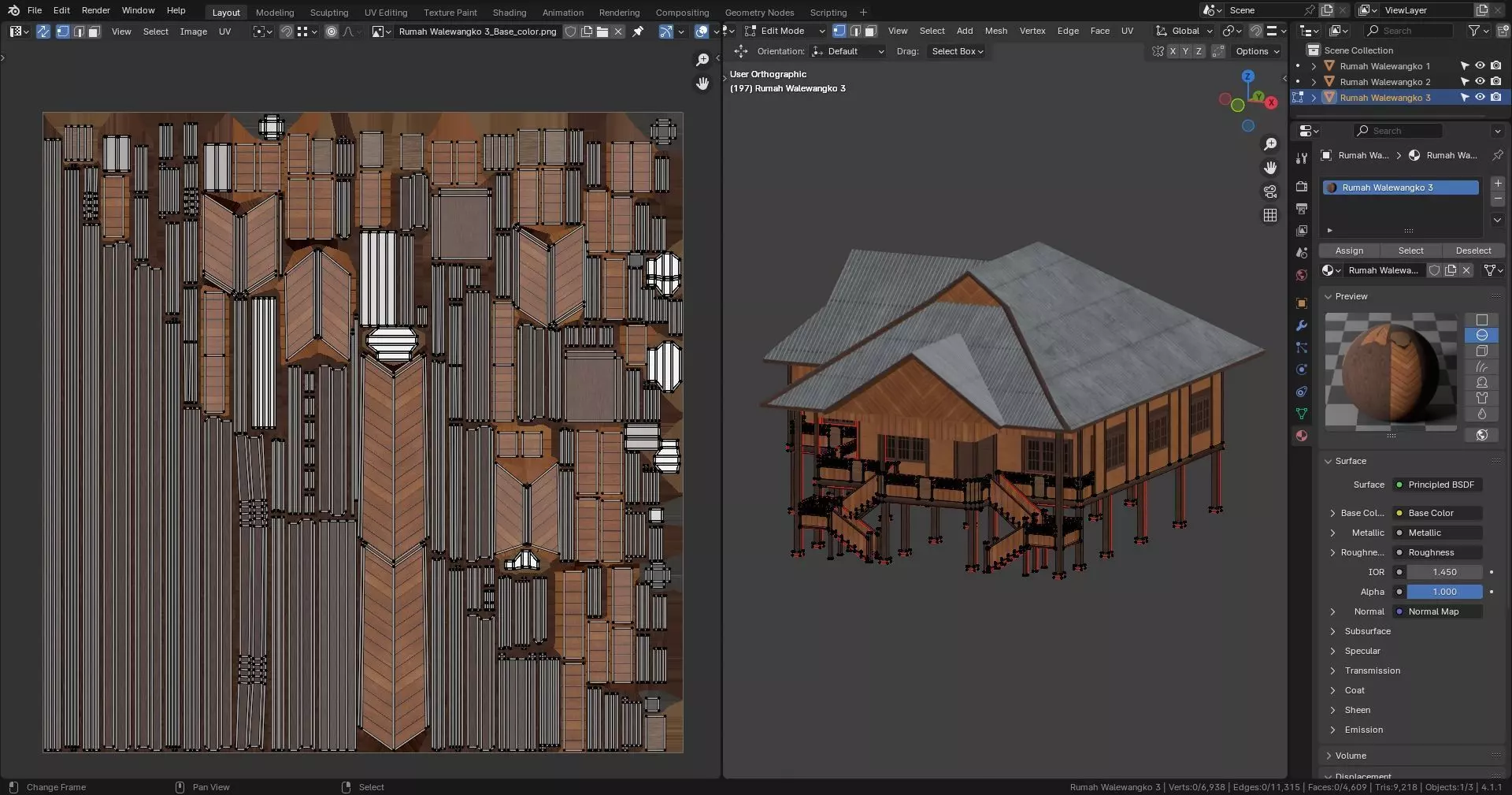 Traditional Houses - Rumah Walewangko Low-poly 3D model_10