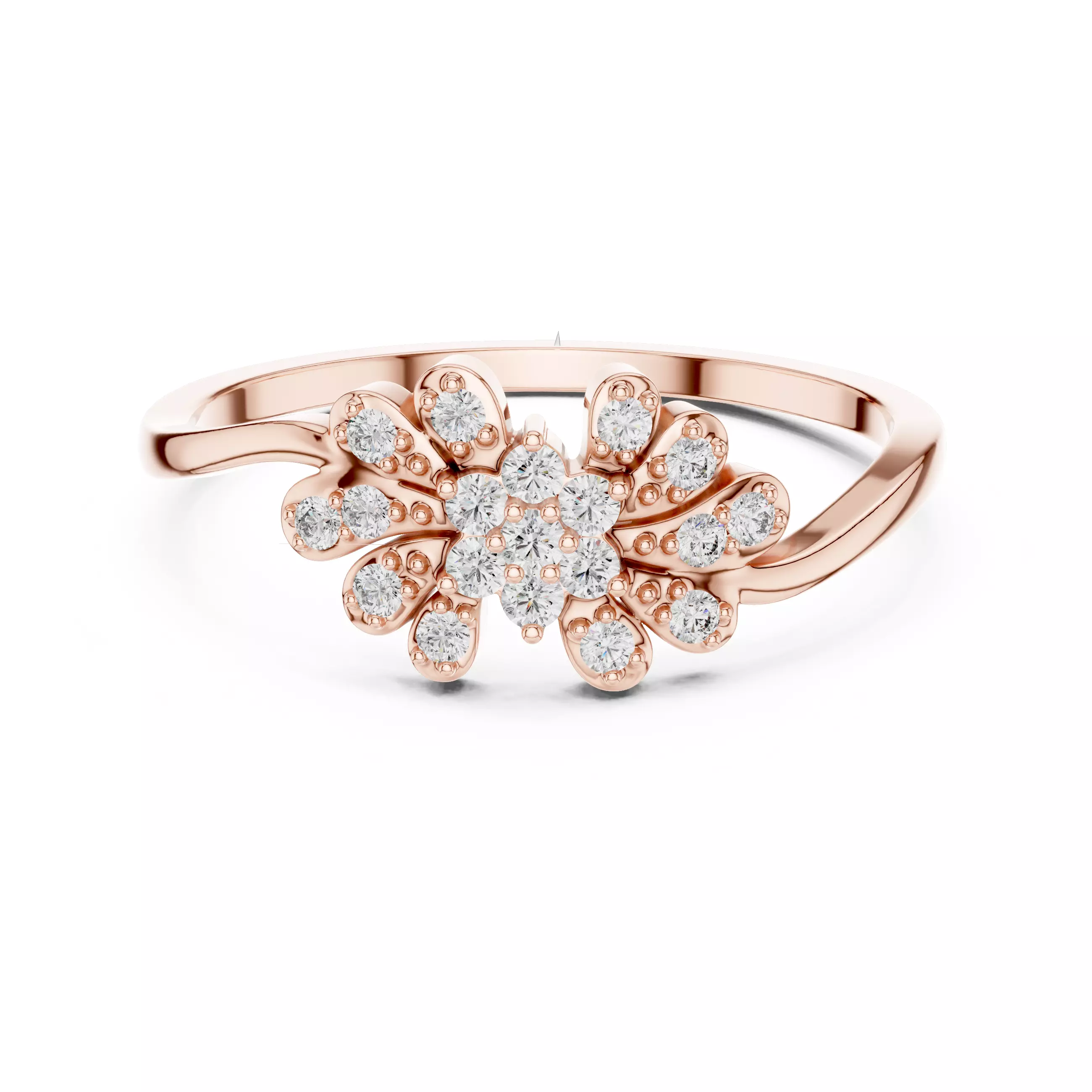 Round Cut Diamond Curve Engagement Wedding Ring 3DM STL Video 3D print model