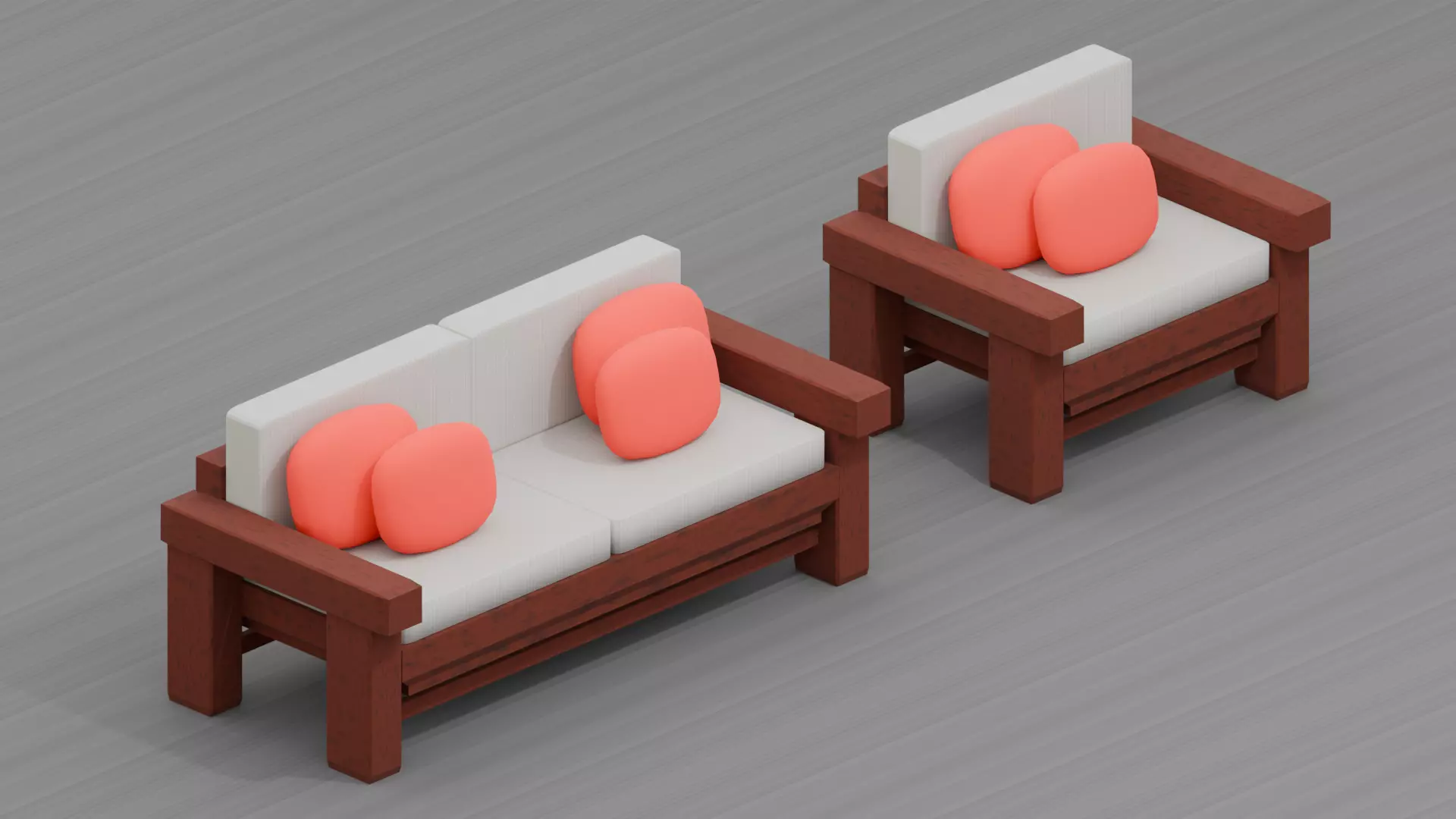 Modern Chinese Style Sofa Low-poly 3D model