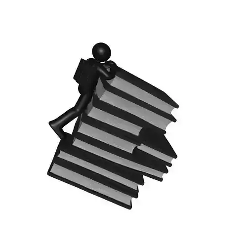 Boy Climbing on Books 3D Print Model for Creative Decor