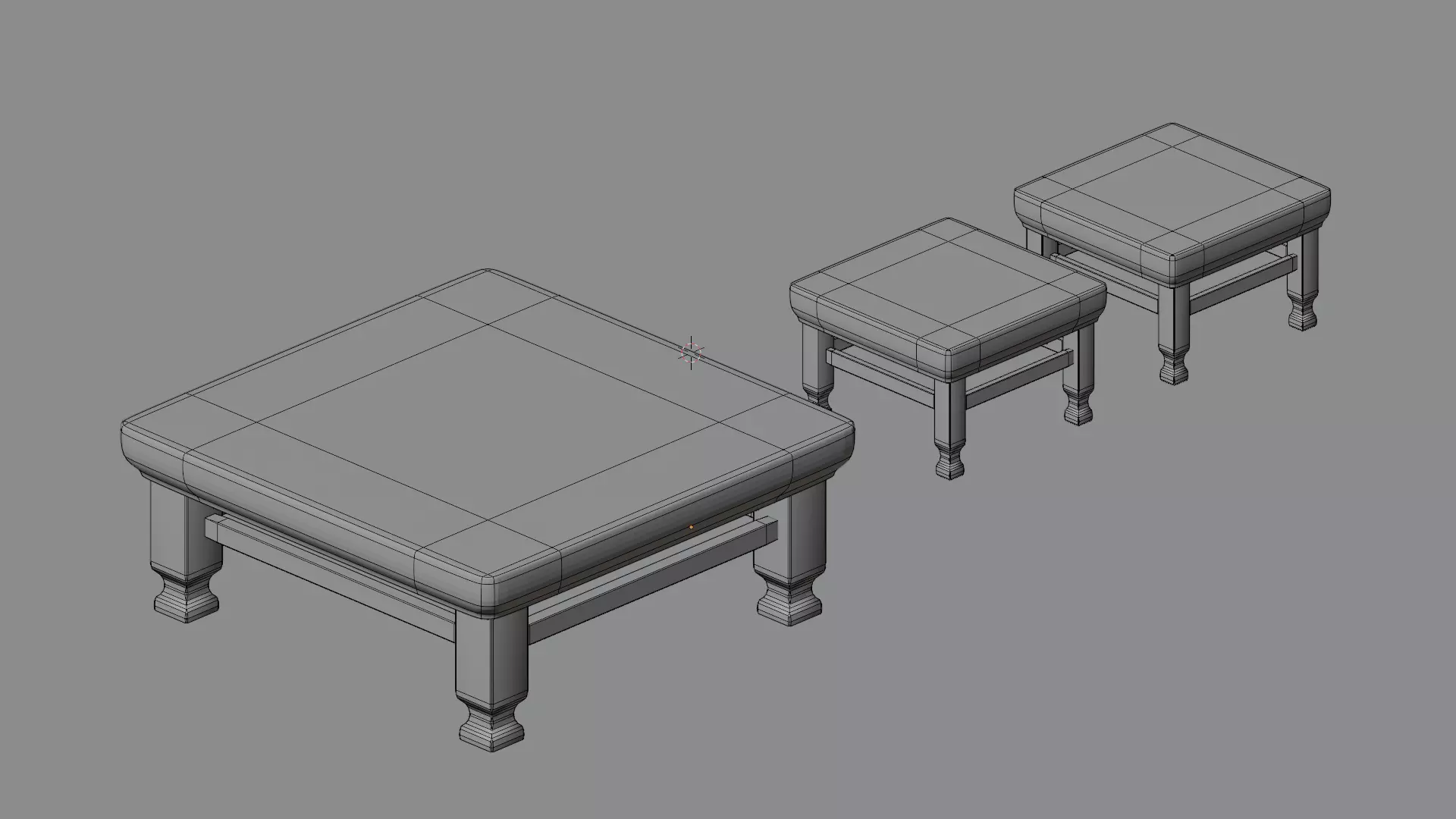 Modern Chinese Style Table Low-poly 3D model_3