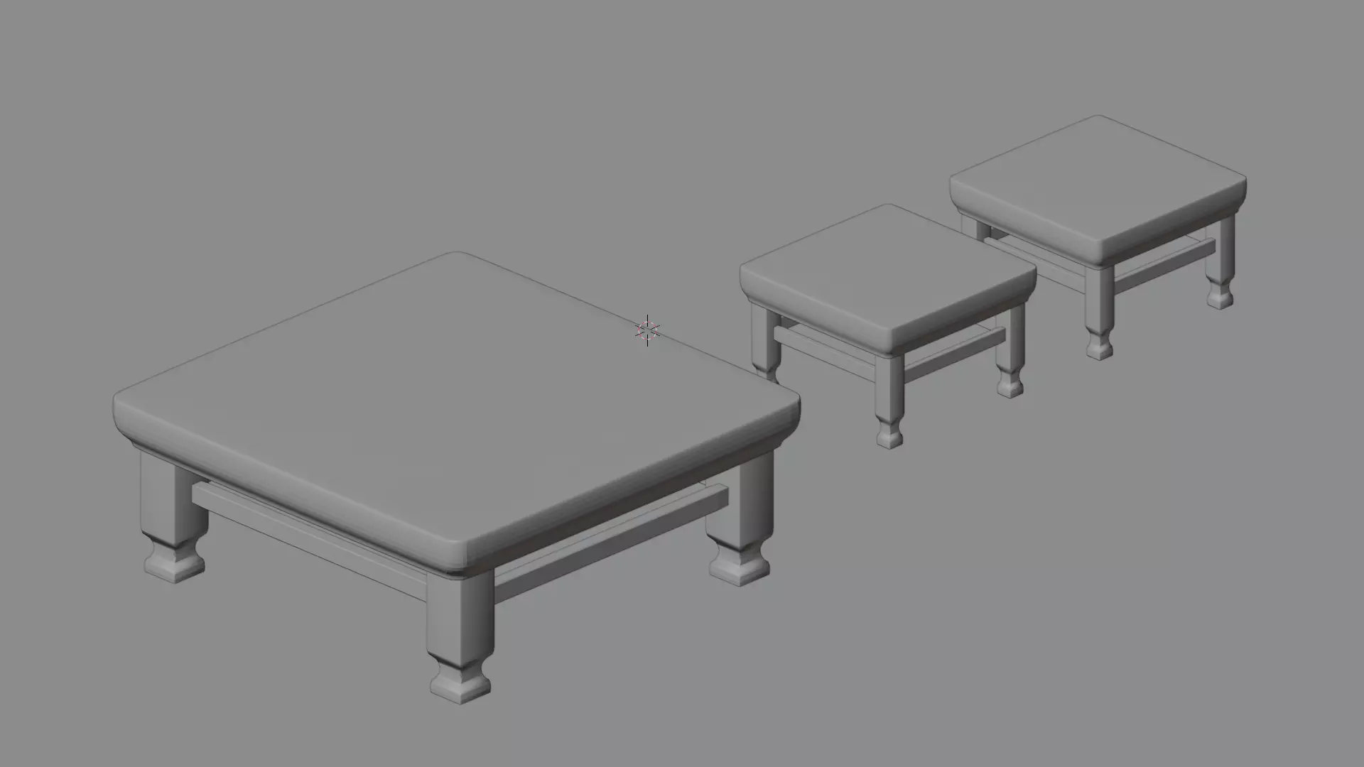 Modern Chinese Style Table Low-poly 3D model_2