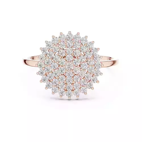 Round Cut Cluster Halo Diamond Engagement Ring 3DM STL Video