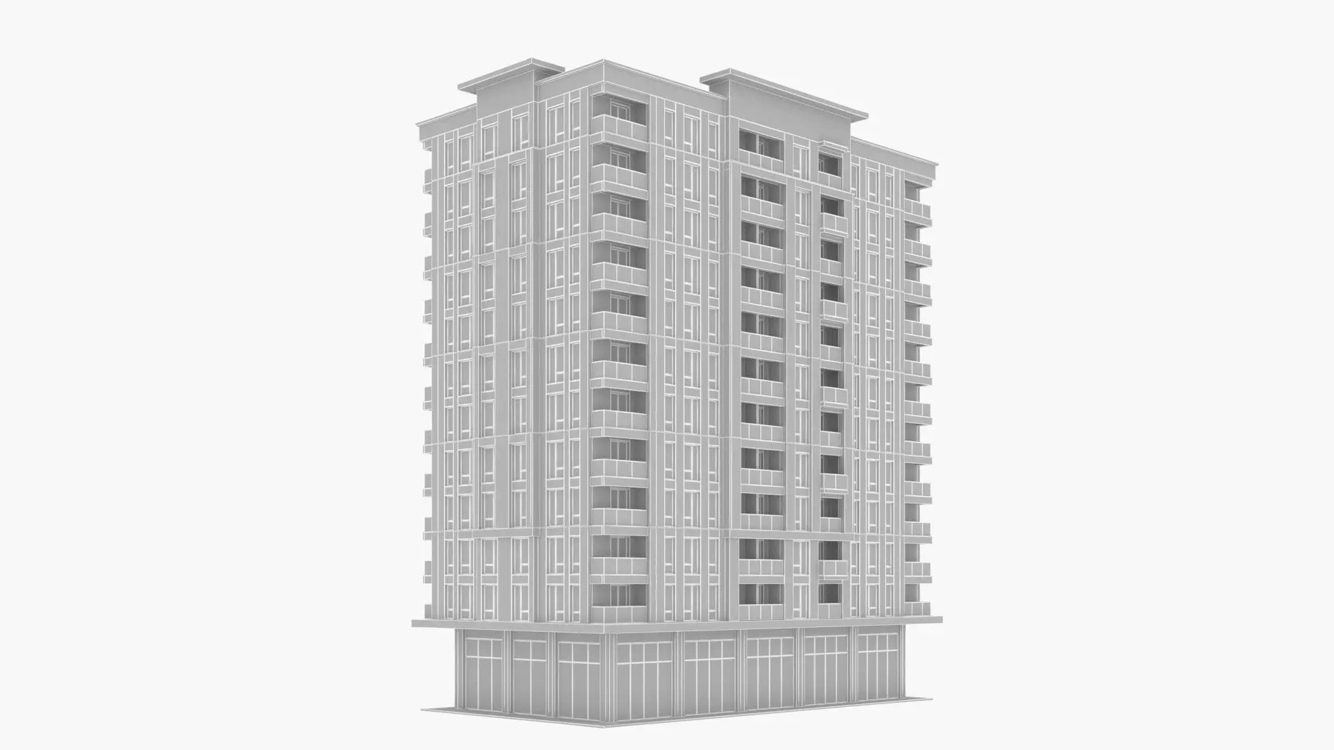 residential building Low-poly 3D model_11