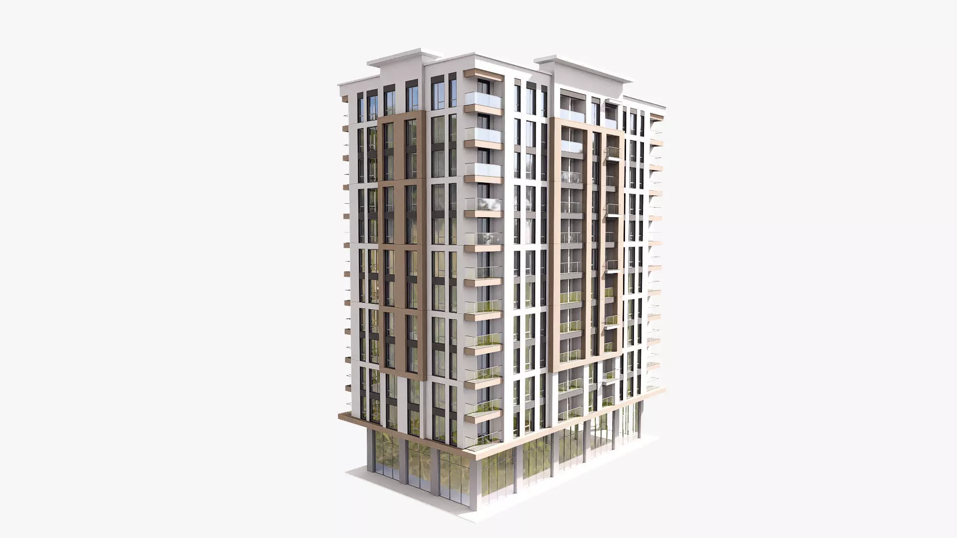 residential building Low-poly 3D model_7