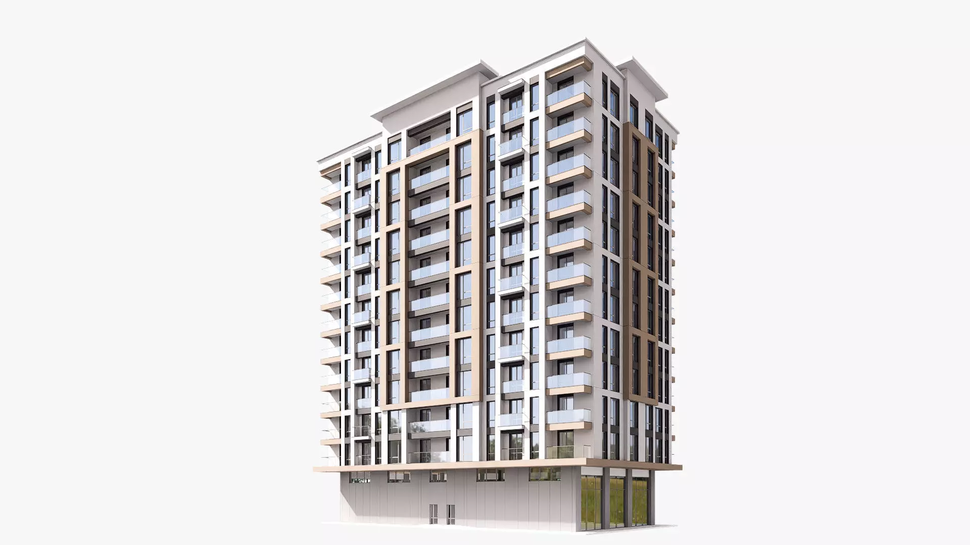 residential building Low-poly 3D model_4