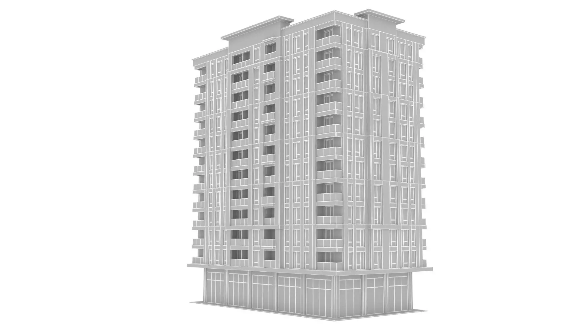 residential building Low-poly 3D model_9