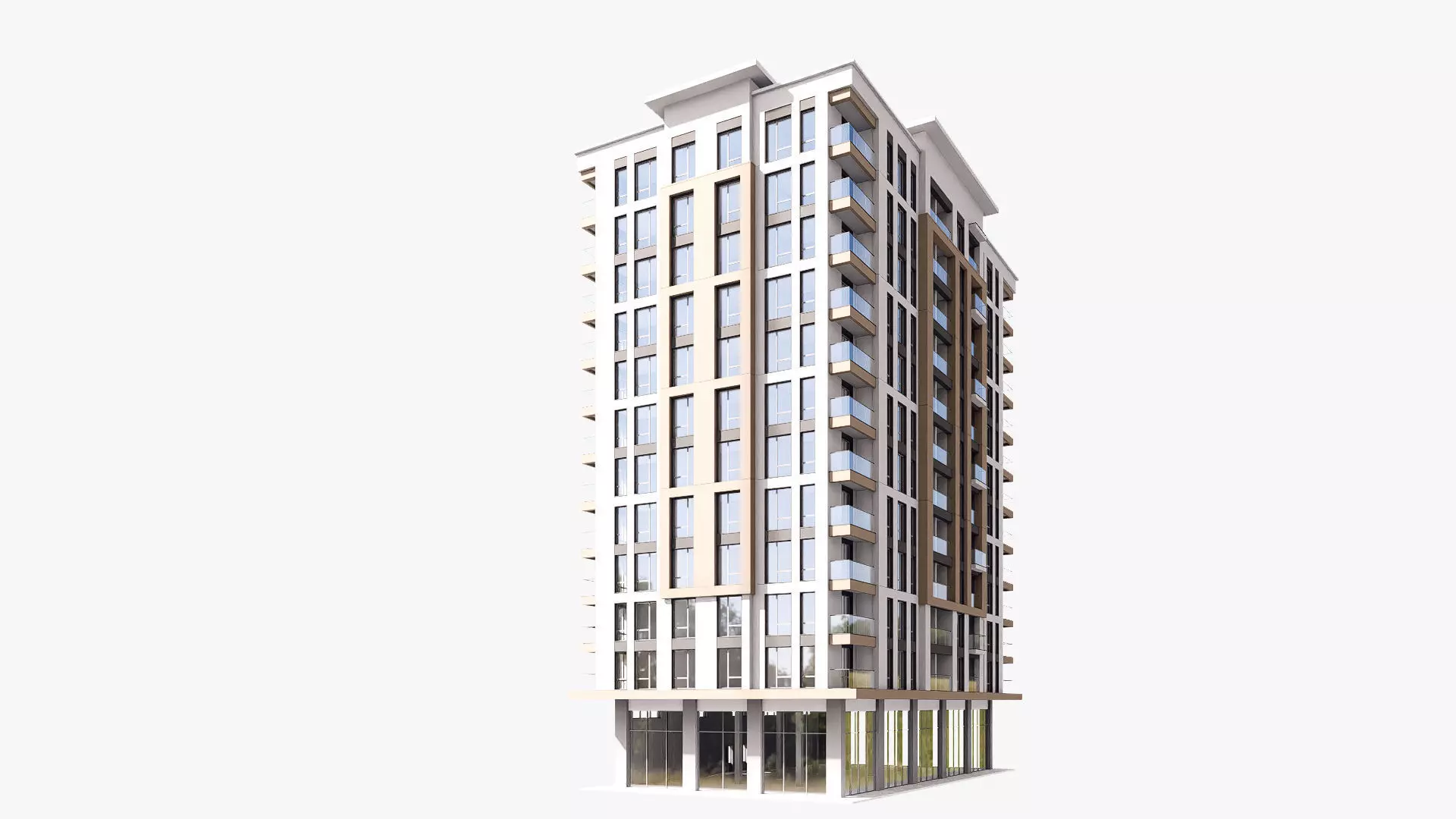 residential building Low-poly 3D model_6