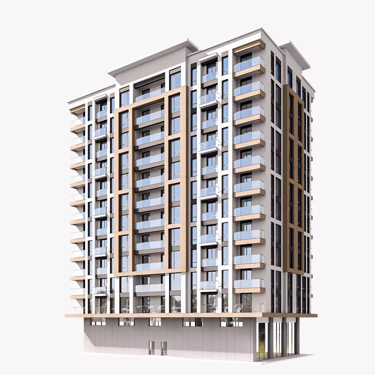 residential building Low-poly 3D model_8