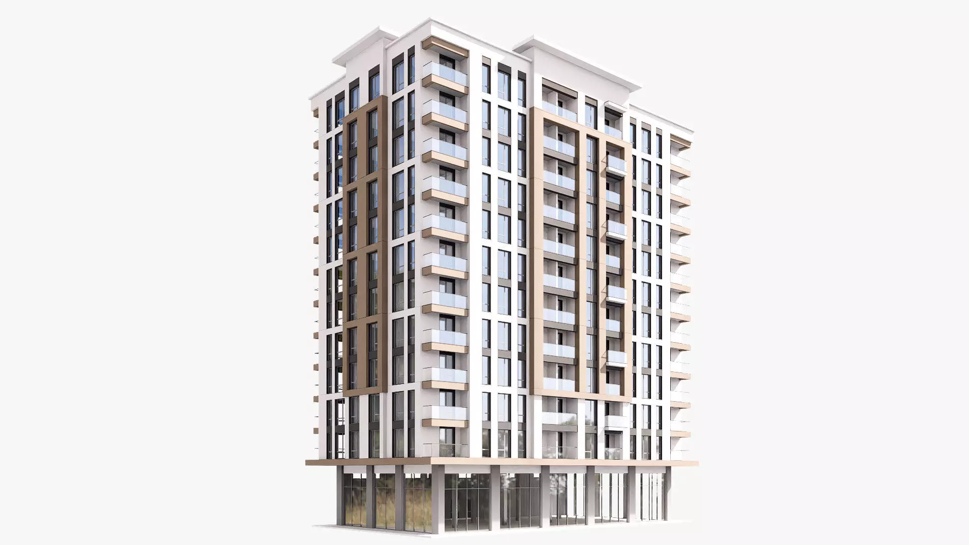 residential building Low-poly 3D model_0