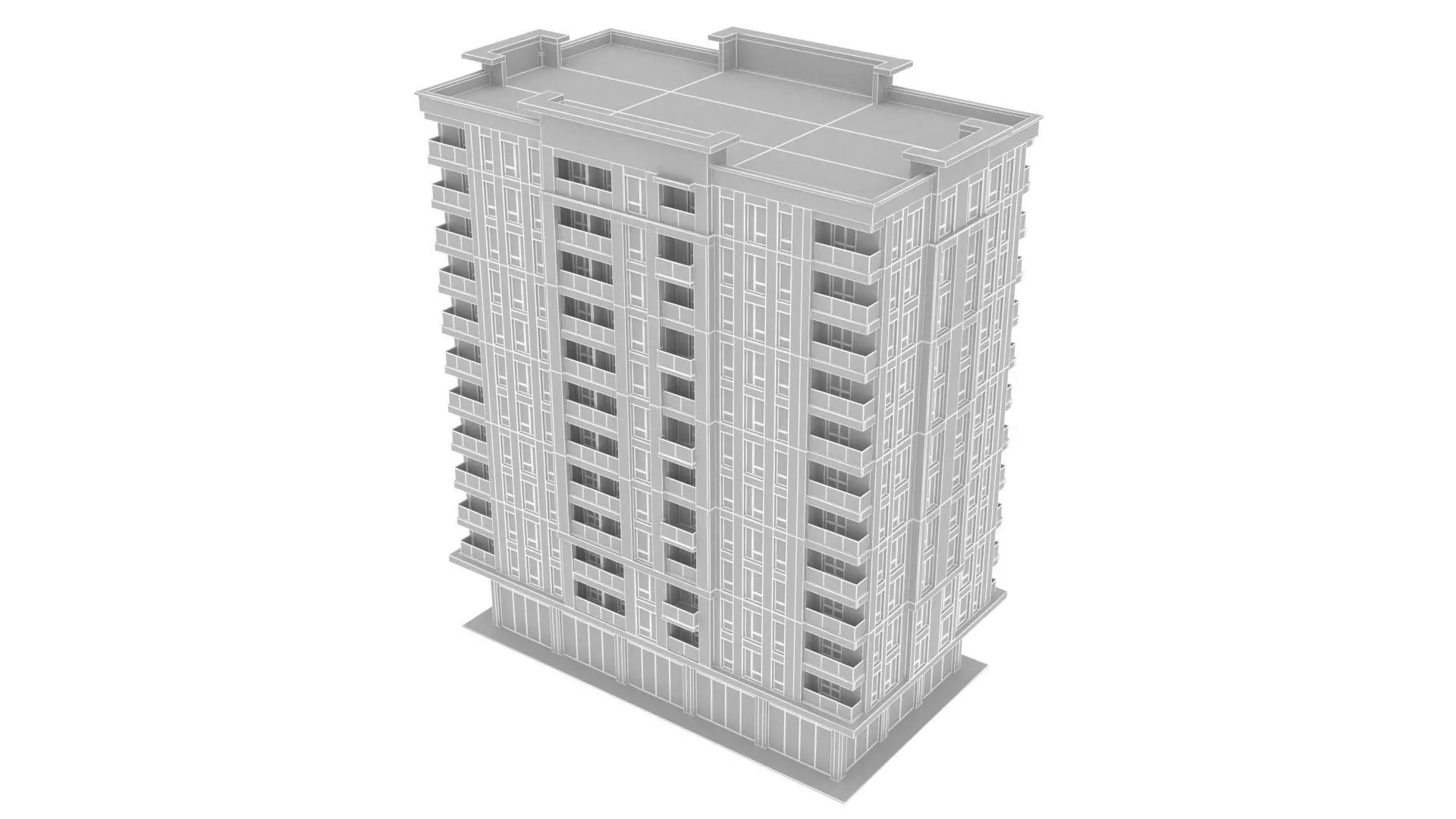 residential building Low-poly 3D model_10