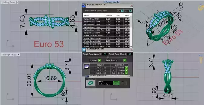 Yellow Gold Diamond Knot STL 3D Ring Model jr00192