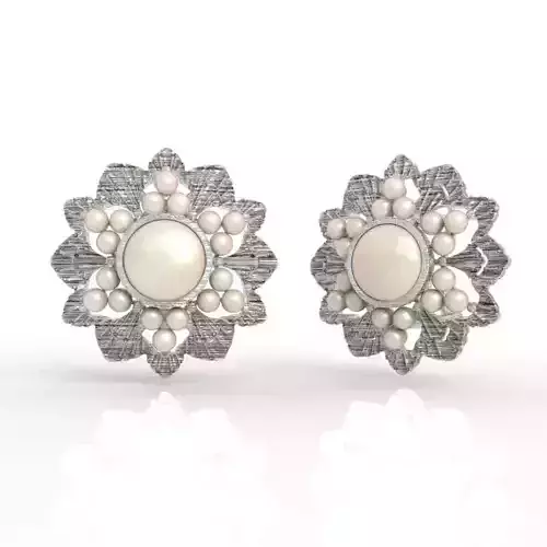 Stunning Pearl Flower Earrings 3D print model