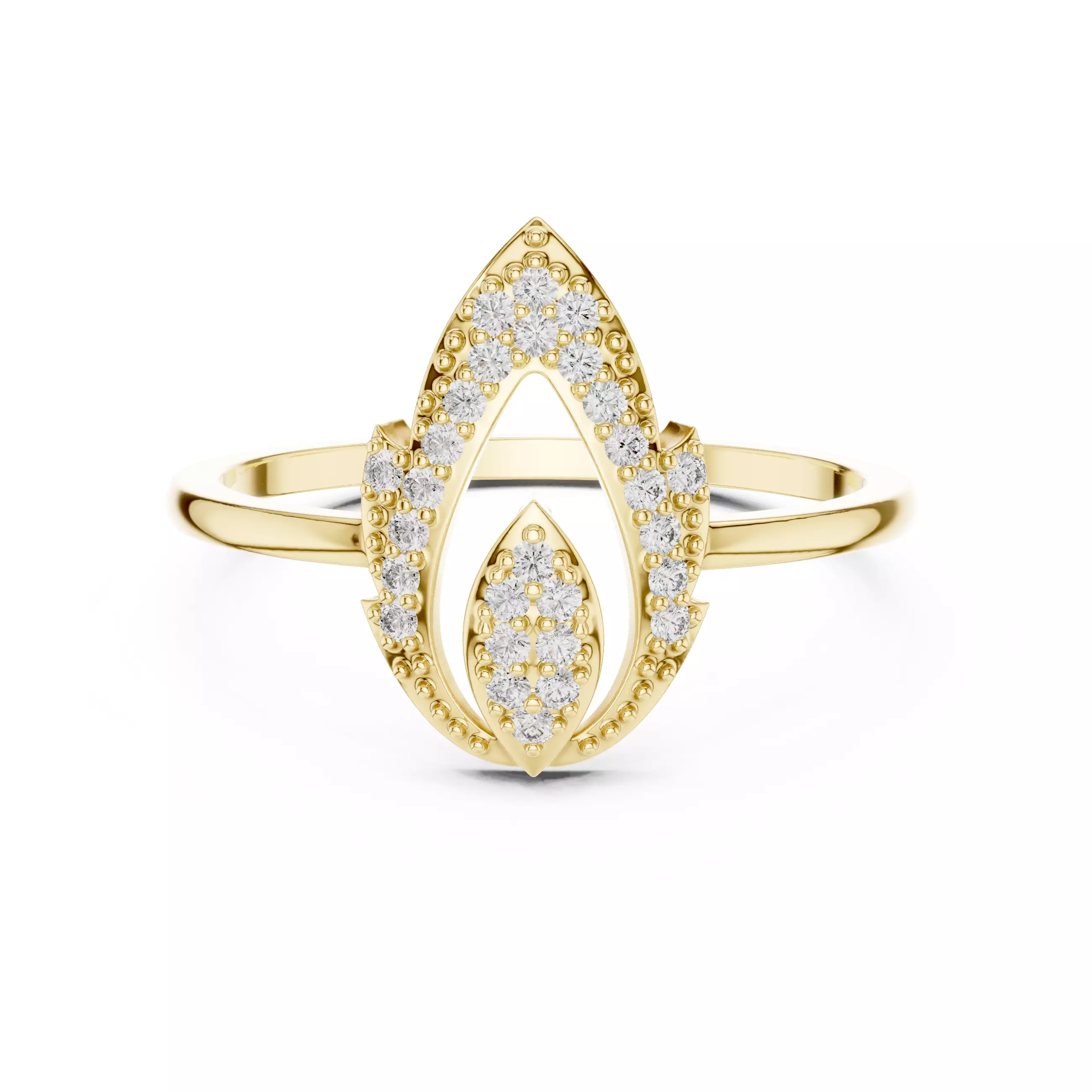 Round Cut Diamond Pear Shape Wedding Ring 3DM STL Video 3D print model_1