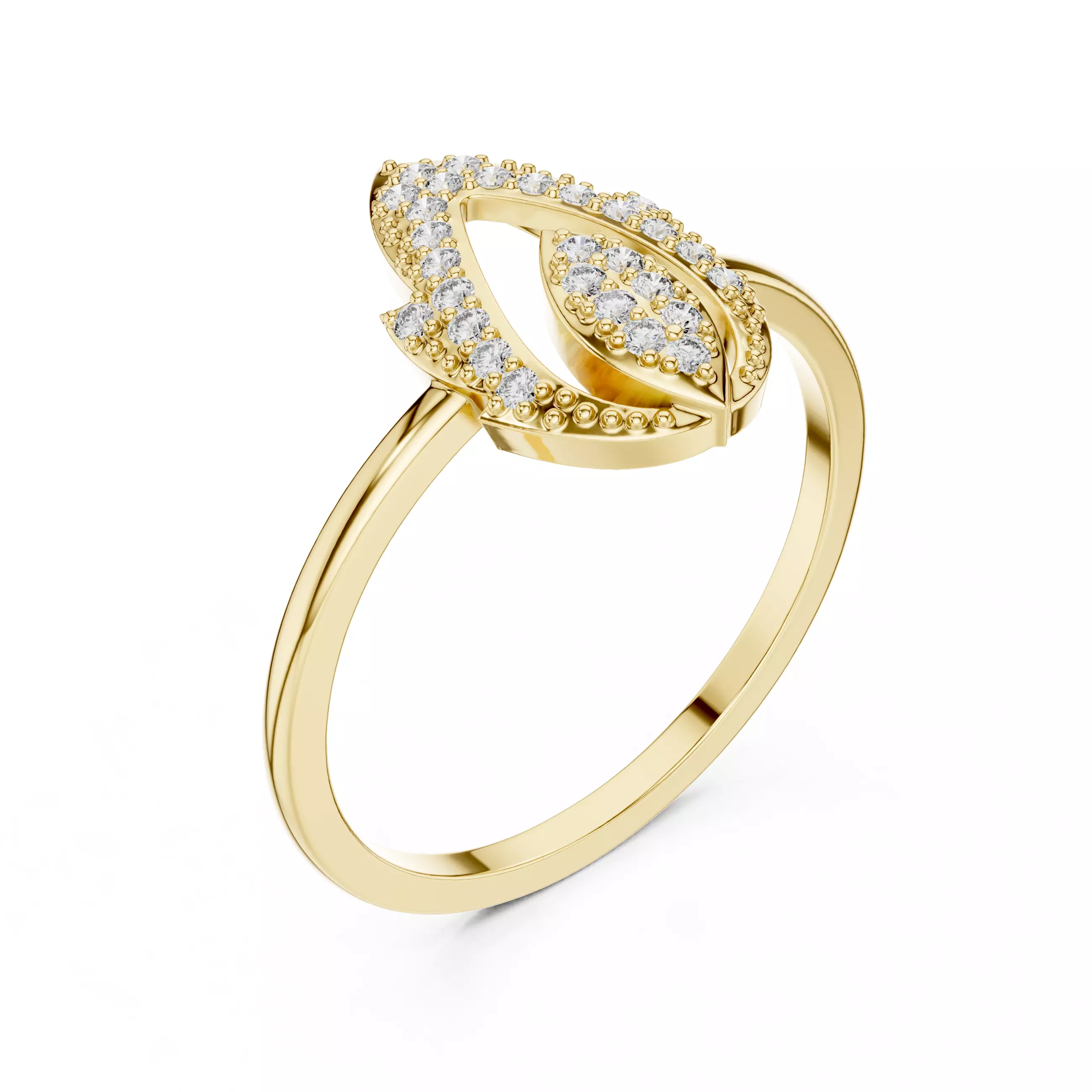 Round Cut Diamond Pear Shape Wedding Ring 3DM STL Video 3D print model_7