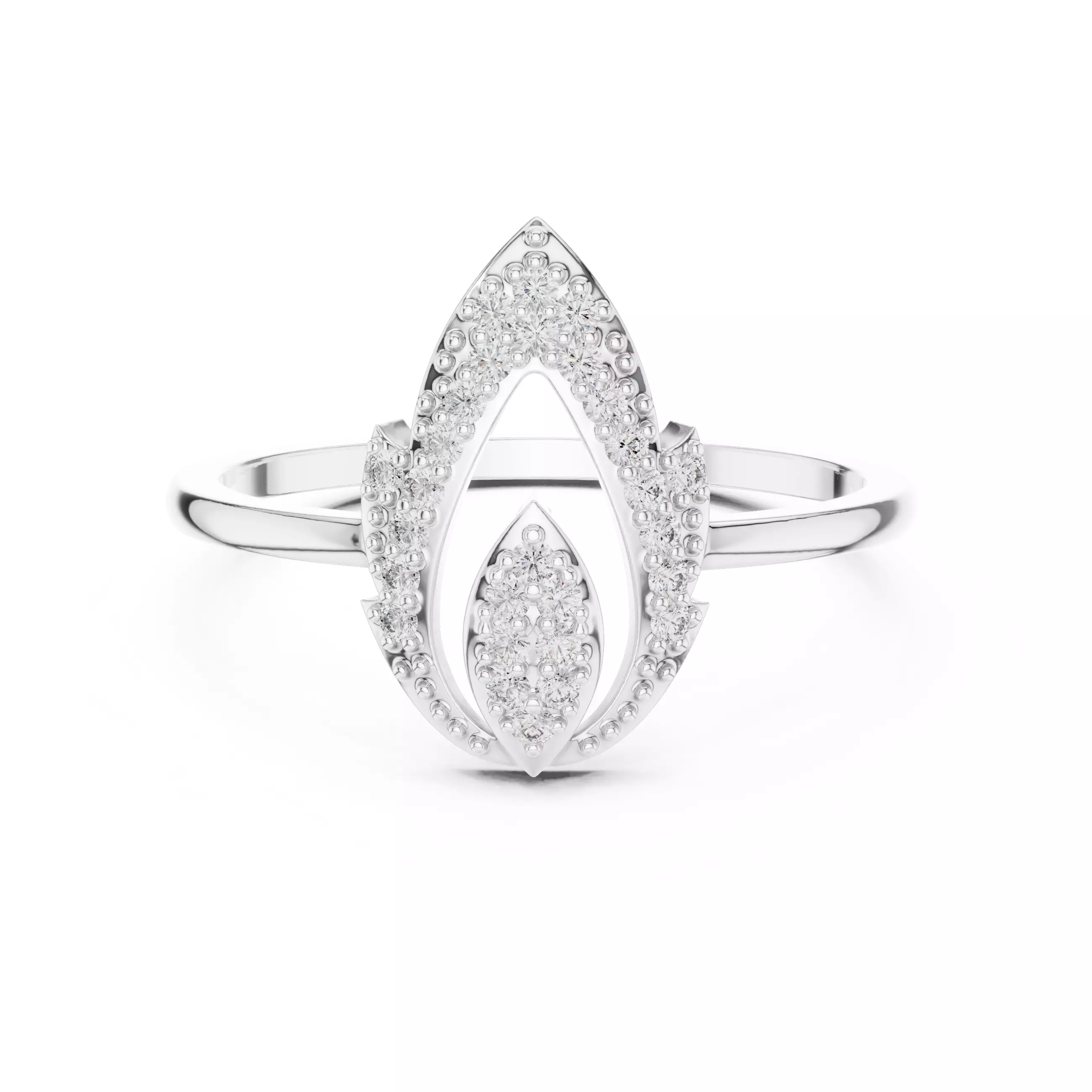 Round Cut Diamond Pear Shape Wedding Ring 3DM STL Video 3D print model_2