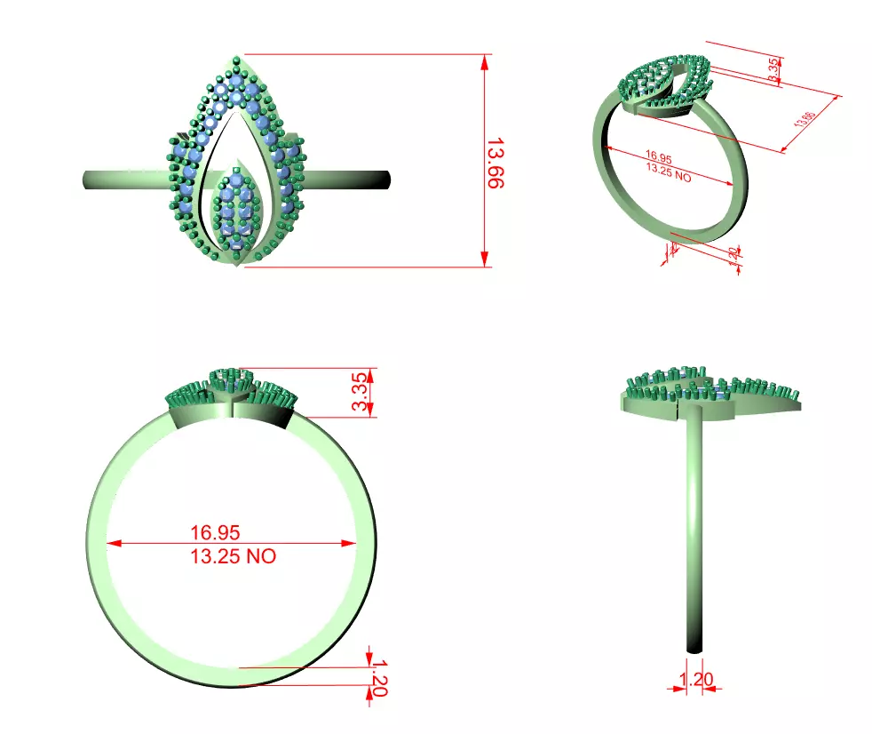 Round Cut Diamond Pear Shape Wedding Ring 3DM STL Video 3D print model_12